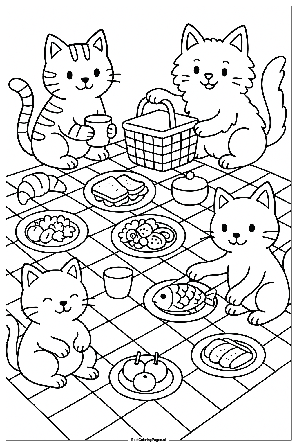 Coloring Kucing Pesta Makan