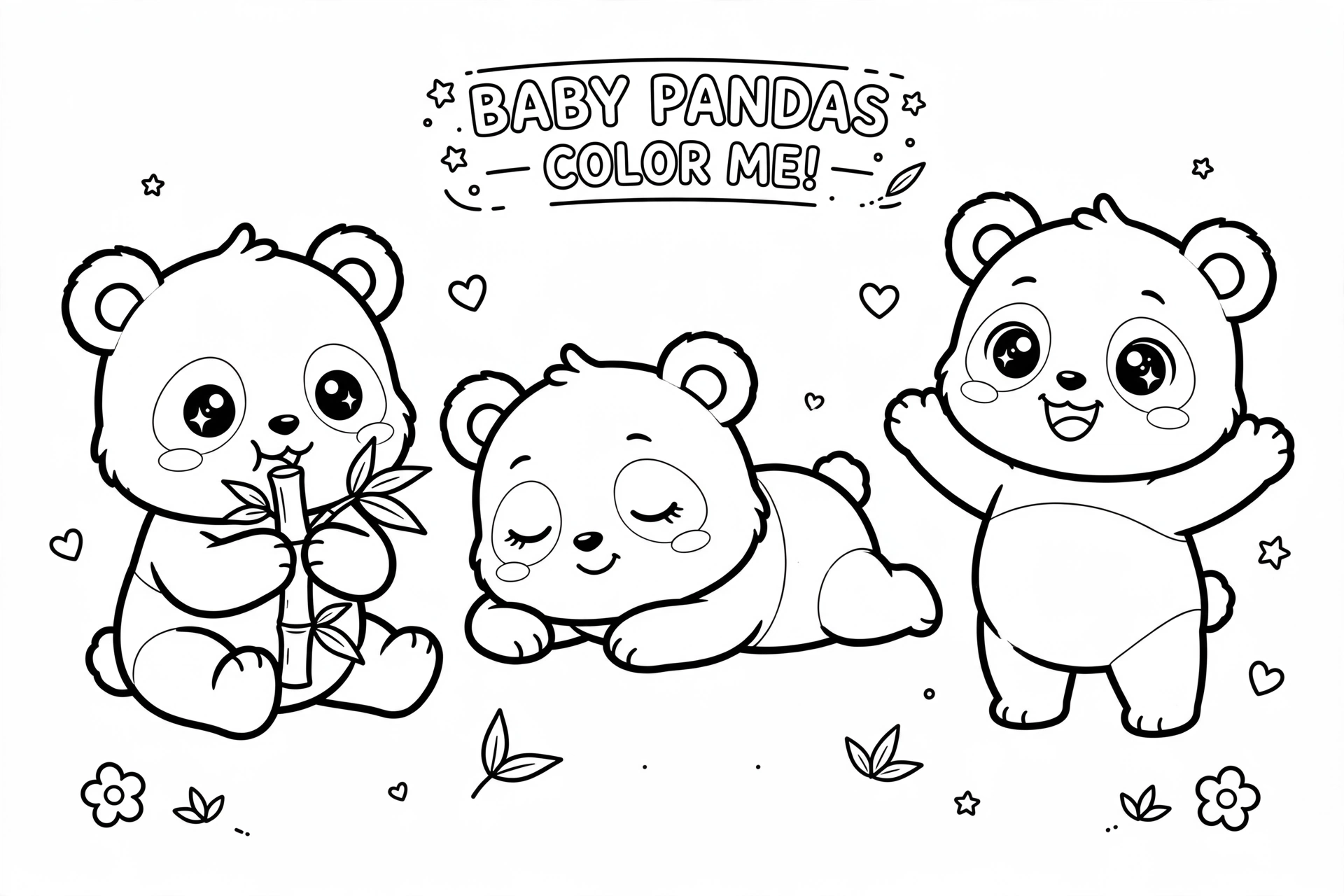 Coloring Page 3 Anak Panda