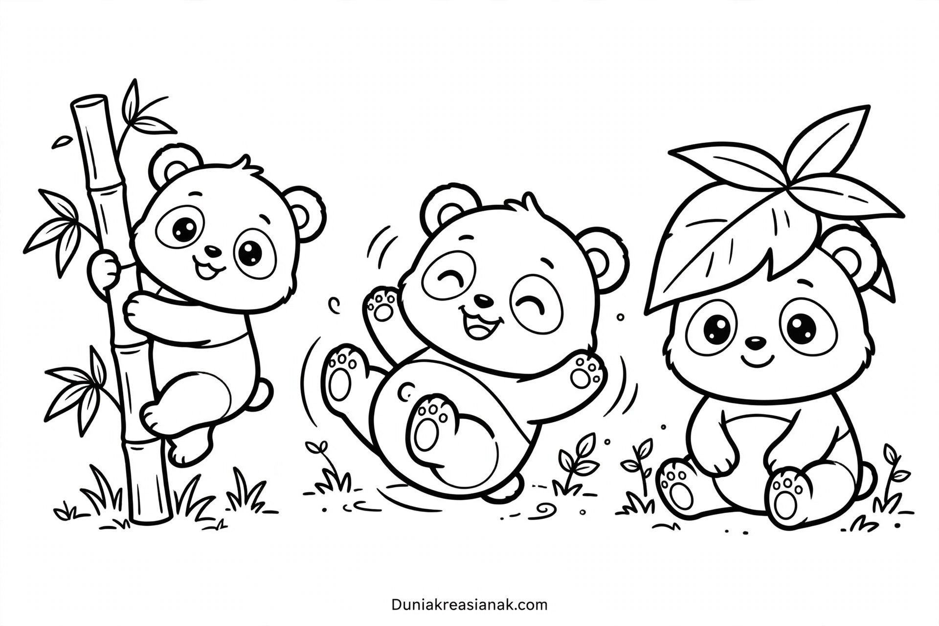 Coloring Page Anak Panda Bermain
