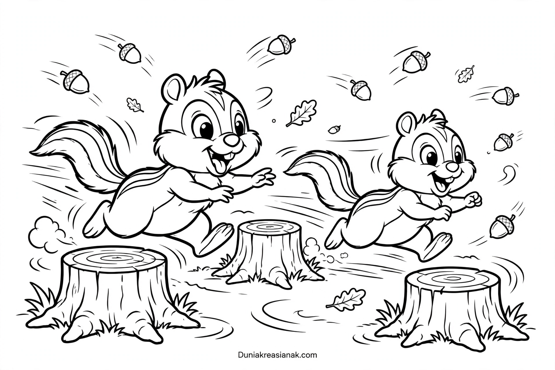 Coloring Page Chip and Dale untuk Anak yang Lucu dan Seru