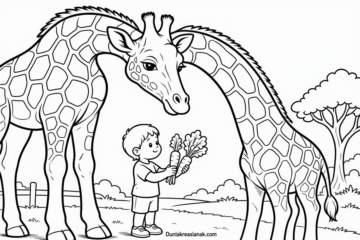 Coloring Page Jerapah Makan Sayuran 3 Coloring Page Jerapah Makan Wortel