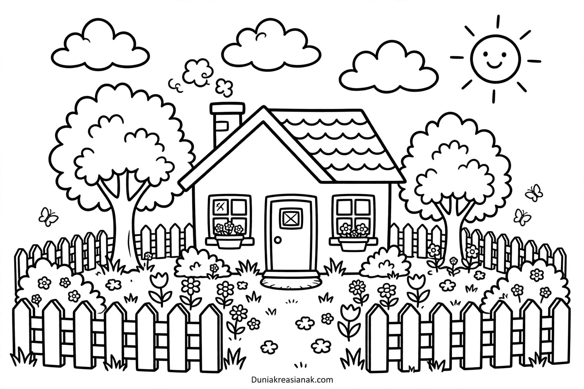 Coloring Page Pemandangan Halaman Rumah 4 Coloring Page Pemandangan Depan Rumah