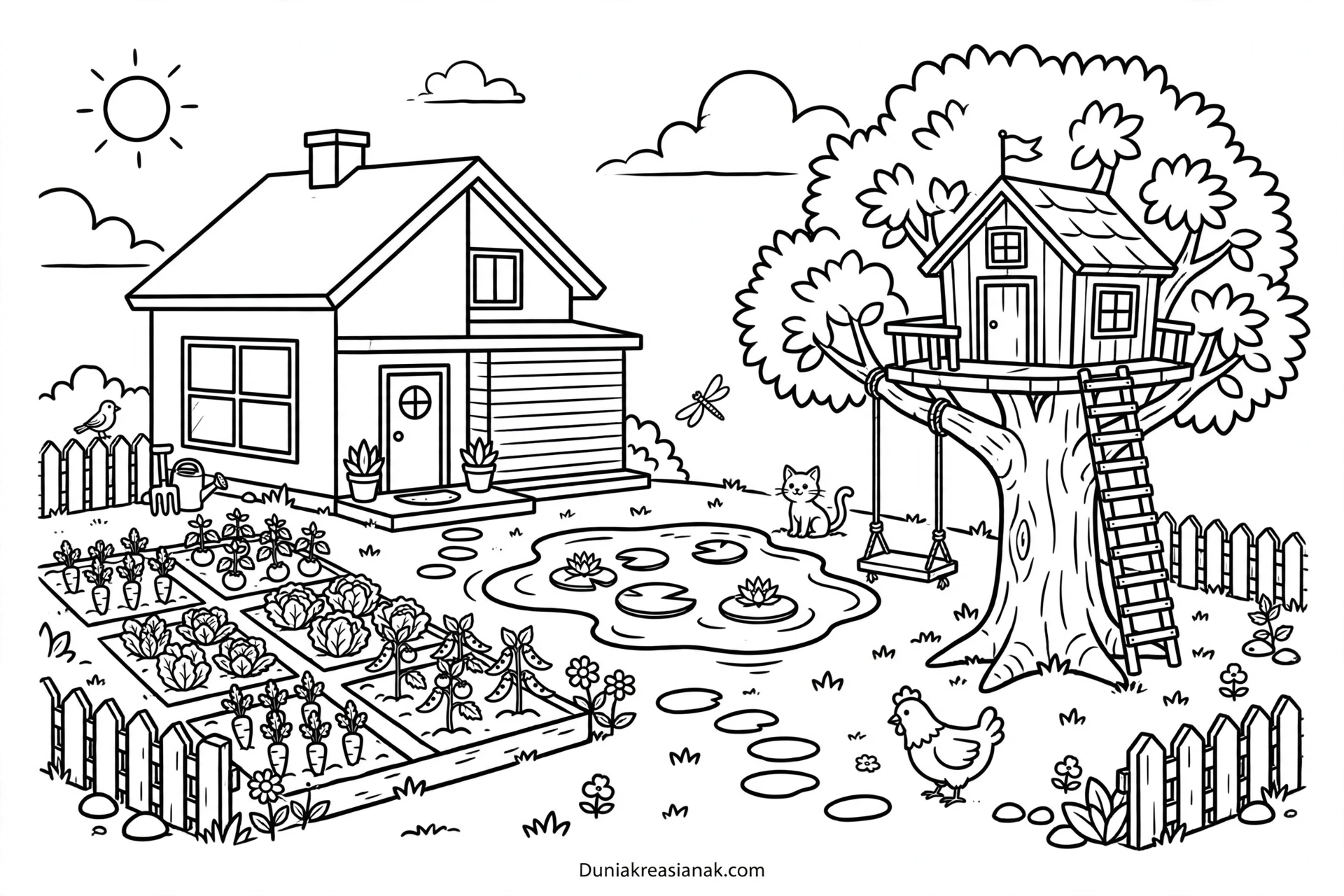 Coloring Page Pemandangan Halaman Rumah 3 Coloring Page Pemandangan Halaman Rumah