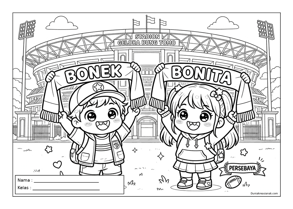 1. Bonek dan Bonita Kecil Coloring Page