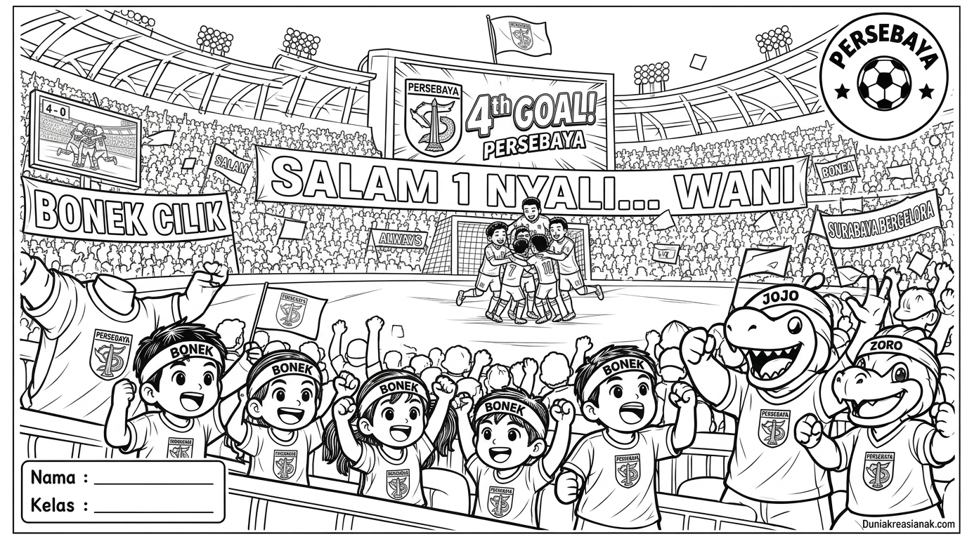 8. Bersorak Menyambut Gol persebaya Coloring Page