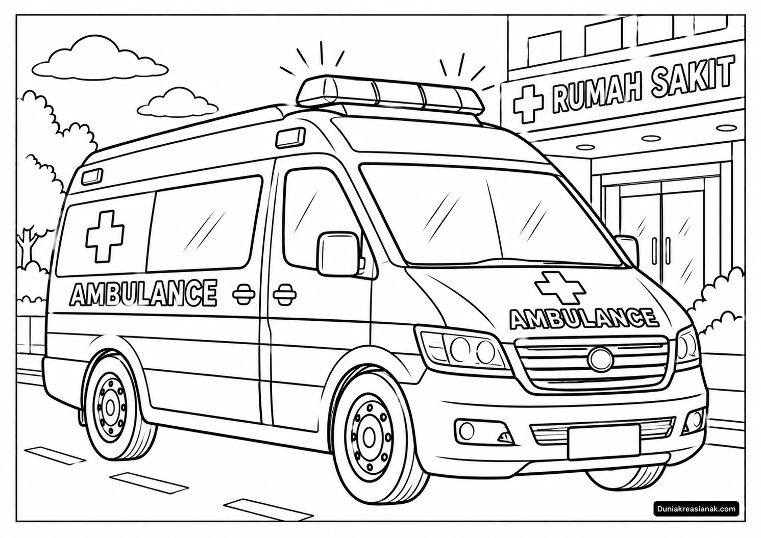 Coloring Page Ambulans di Rumah Sakit 2 Coloring Page Ambulans di Rumah Sakit