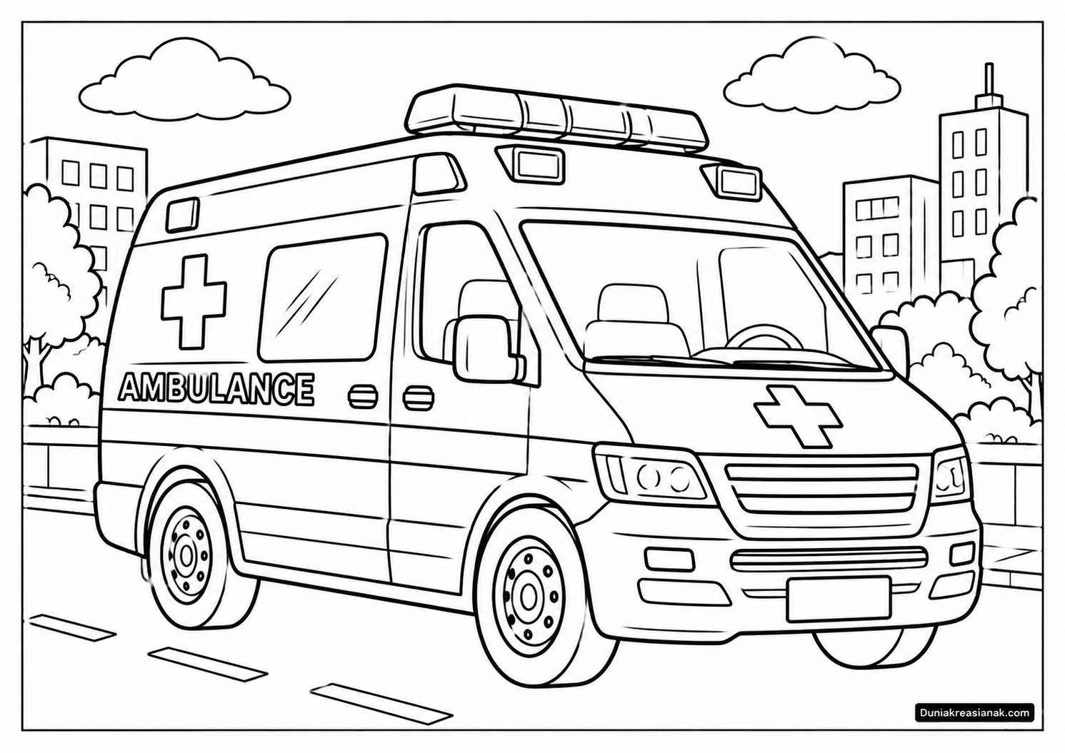 Coloring Page Ambulans di Rumah Sakit 4 Coloring Page Ambulans