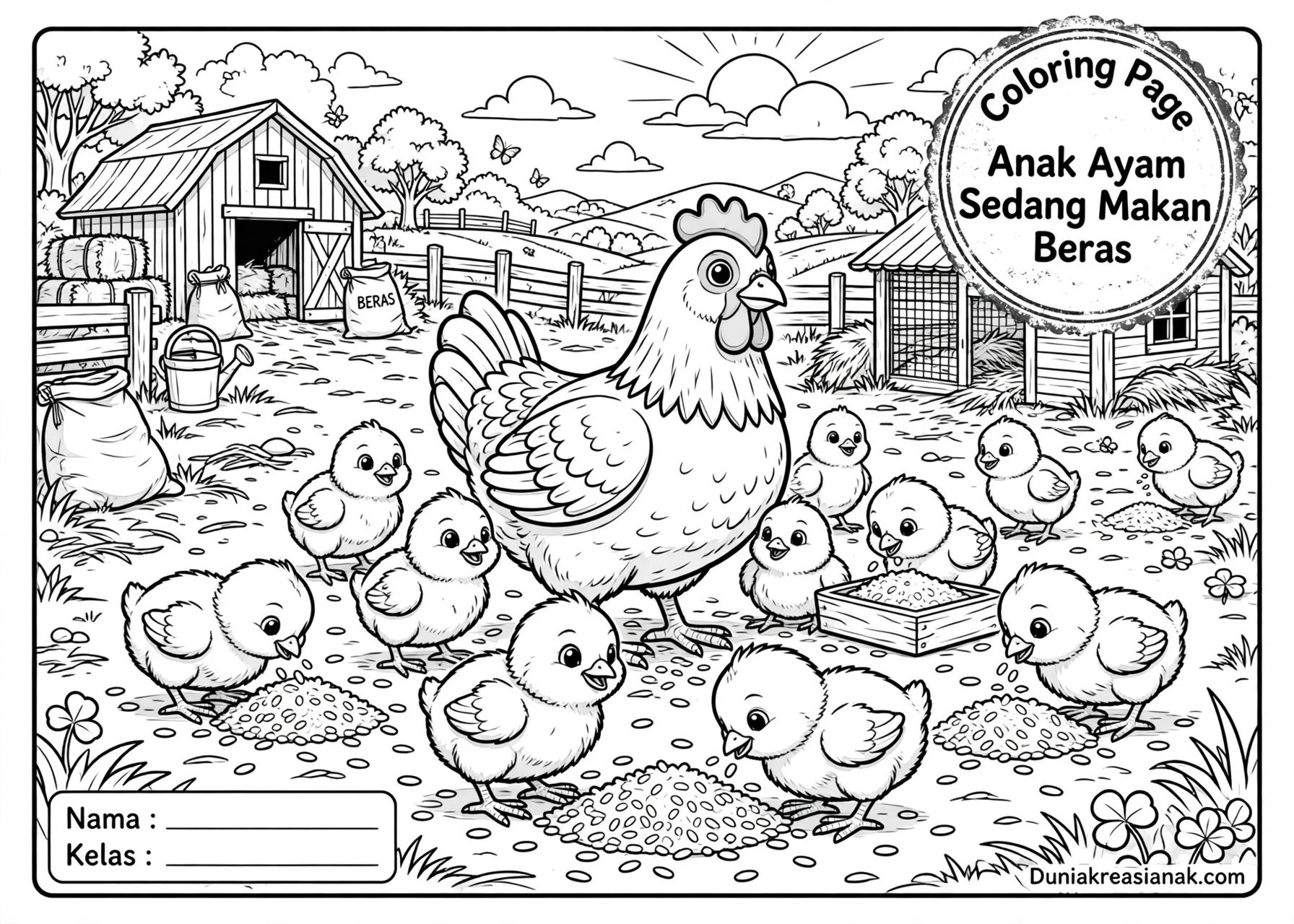 Coloring Page Anak Ayam Sedang Makan Beras 4 Coloring Page Anak Ayam Sedang Makan Beras 7Y