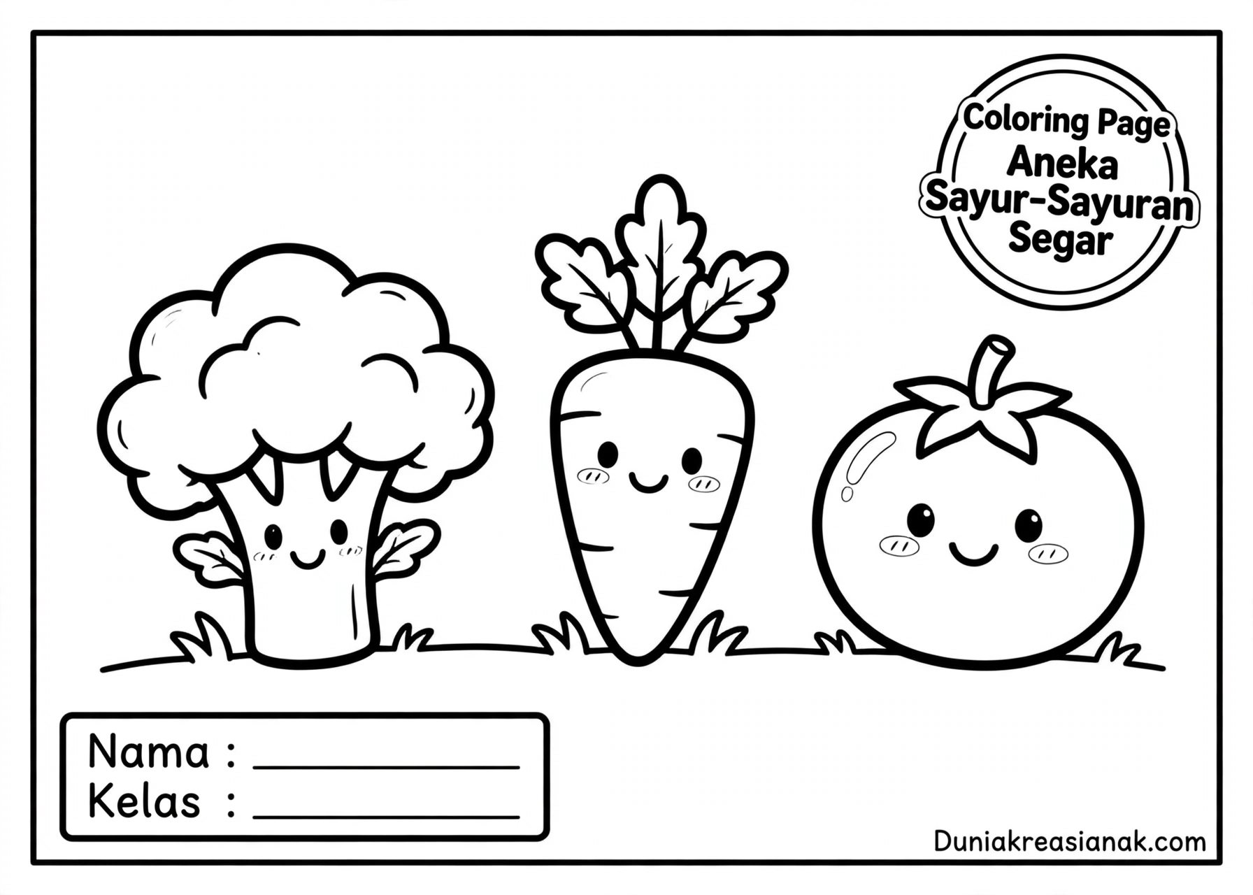 Coloring Page Aneka Sayur Sayuran Segar 5Y