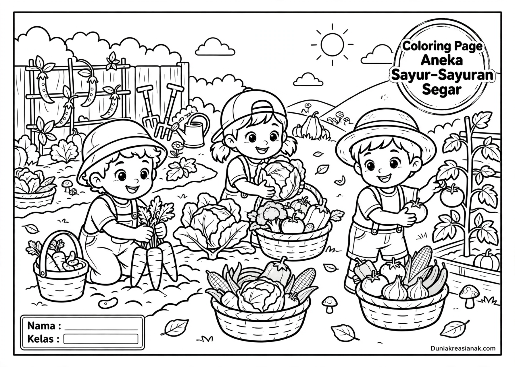 Coloring Page Aneka Sayur Sayuran Segar 6Y