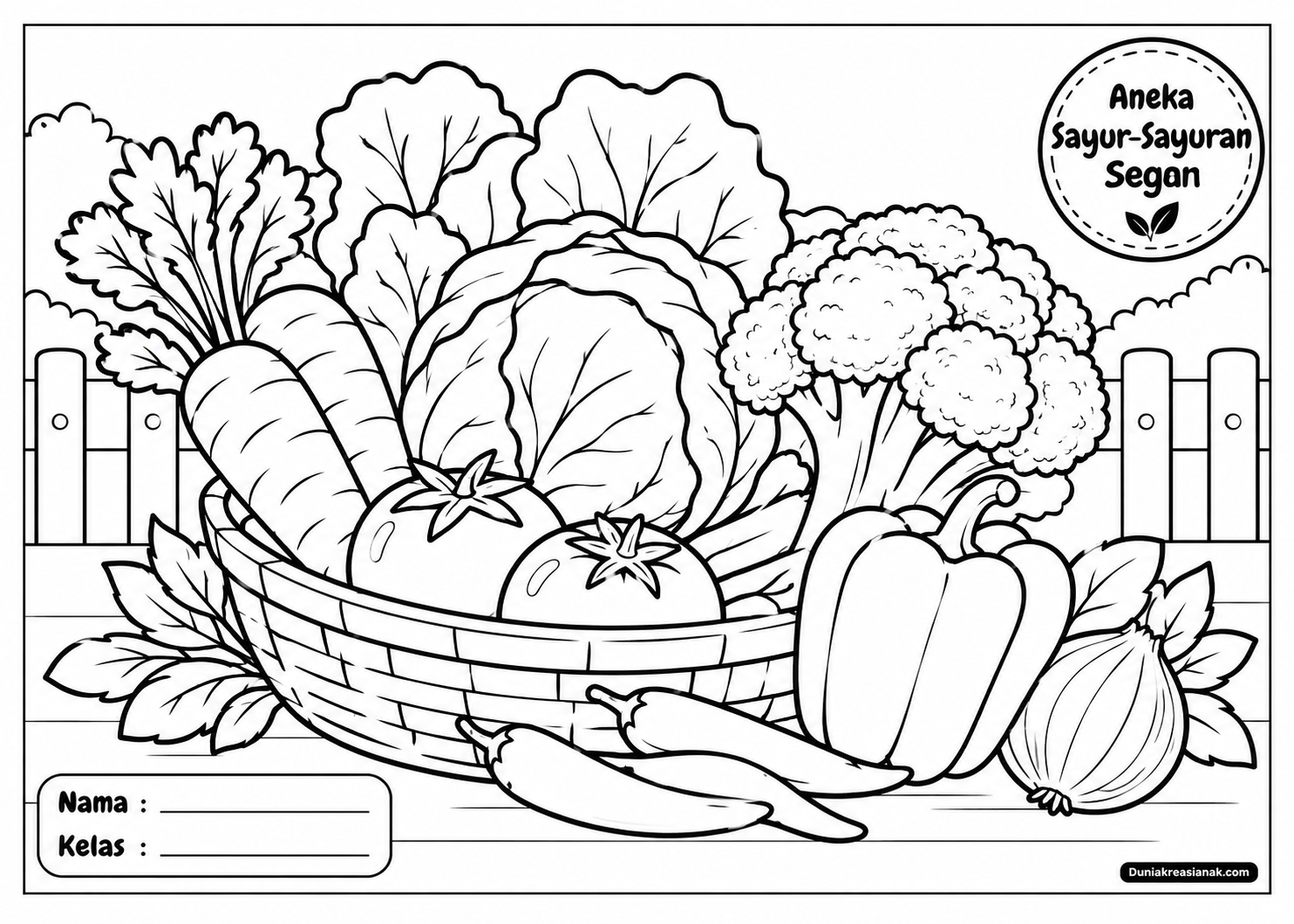 Coloring Page Aneka Sayur Sayuran Segar 7Y