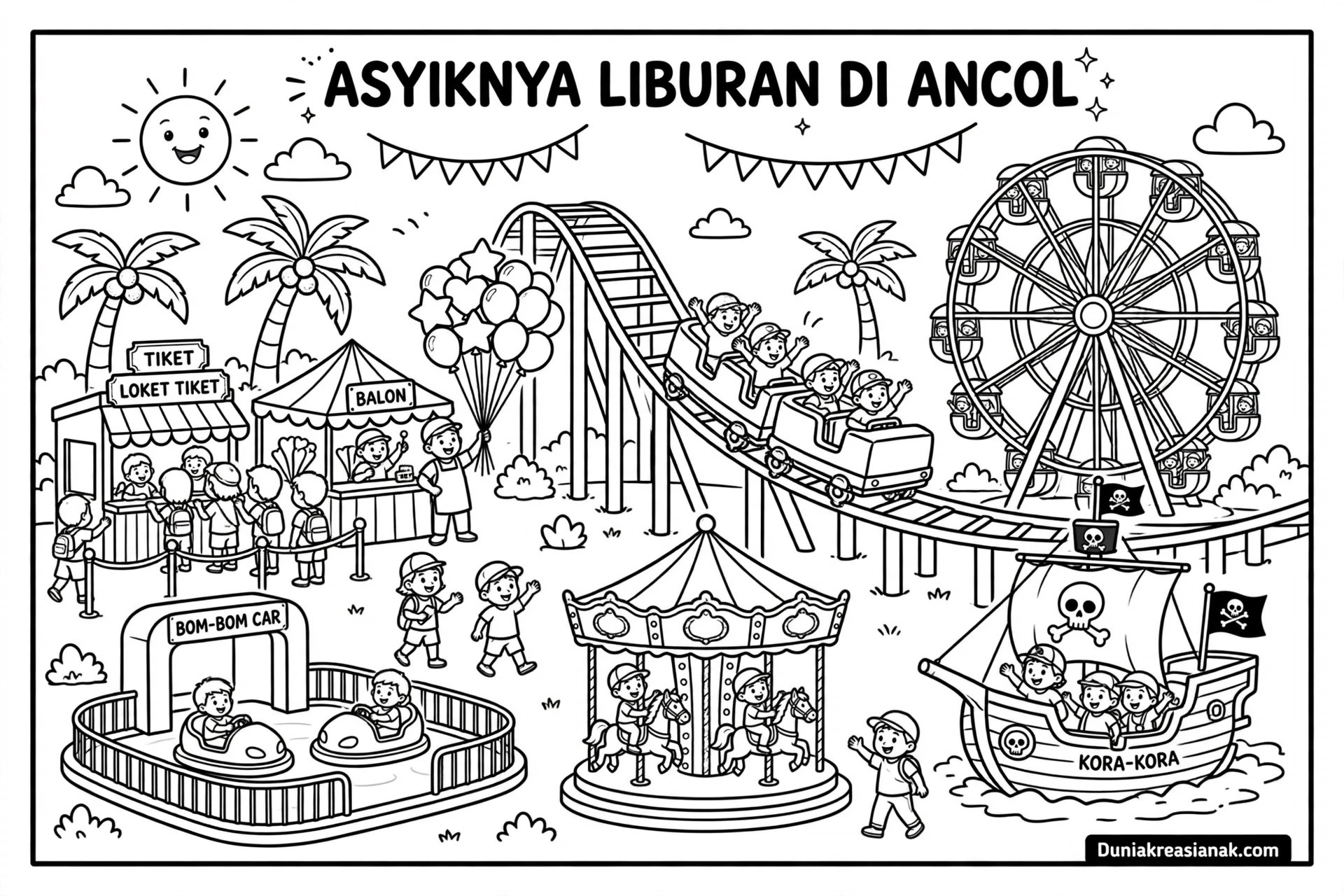 Coloring Page Asyiknya Liburan di Ancol