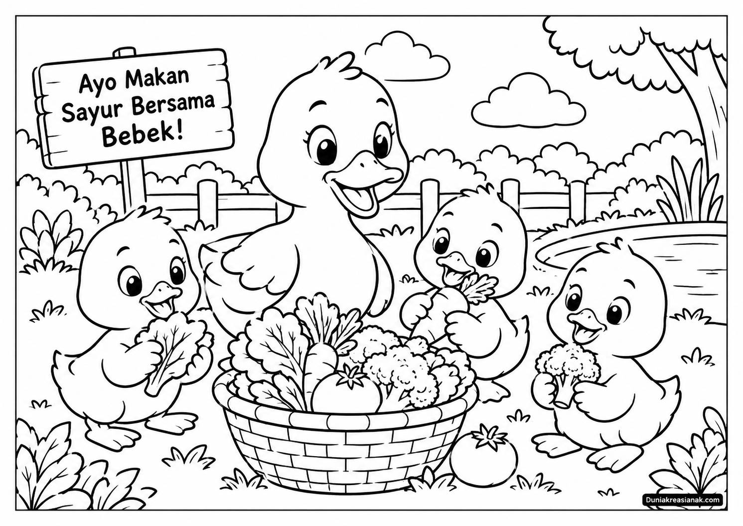 Coloring Page Ayo Makan Sayur Bersama Bebek! 2 Coloring Page Ayo Makan Sayur Bersama Bebek