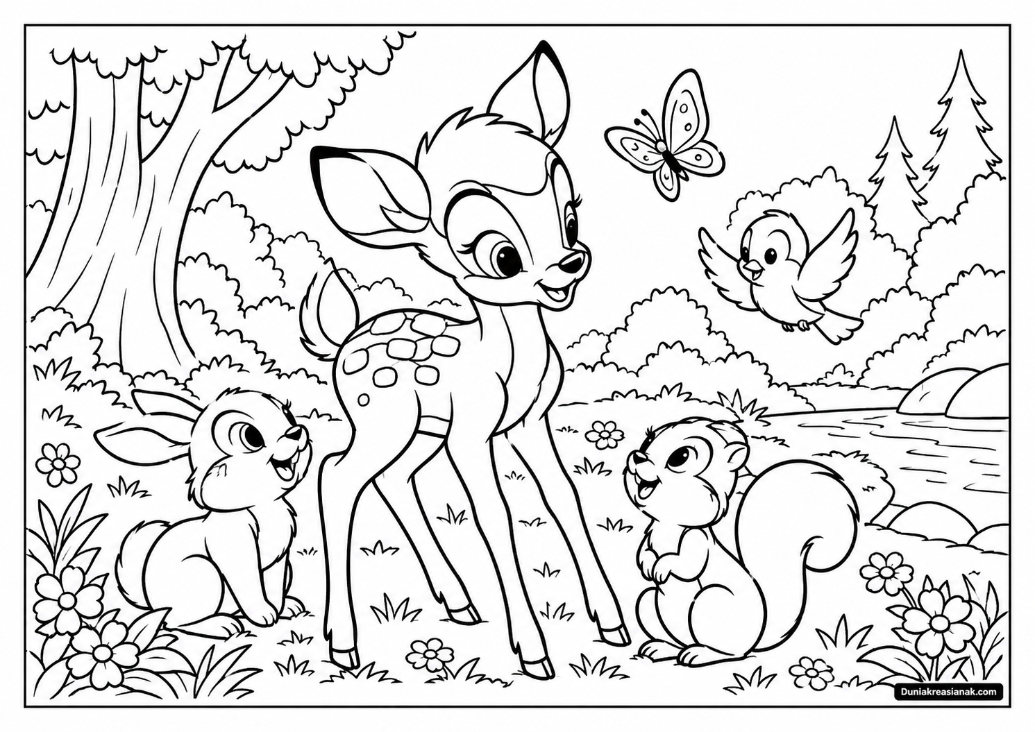 Coloring Page Bambi dan Sahabat-Sahabat Hutan 2 Coloring Page Bambi dan Sahabat