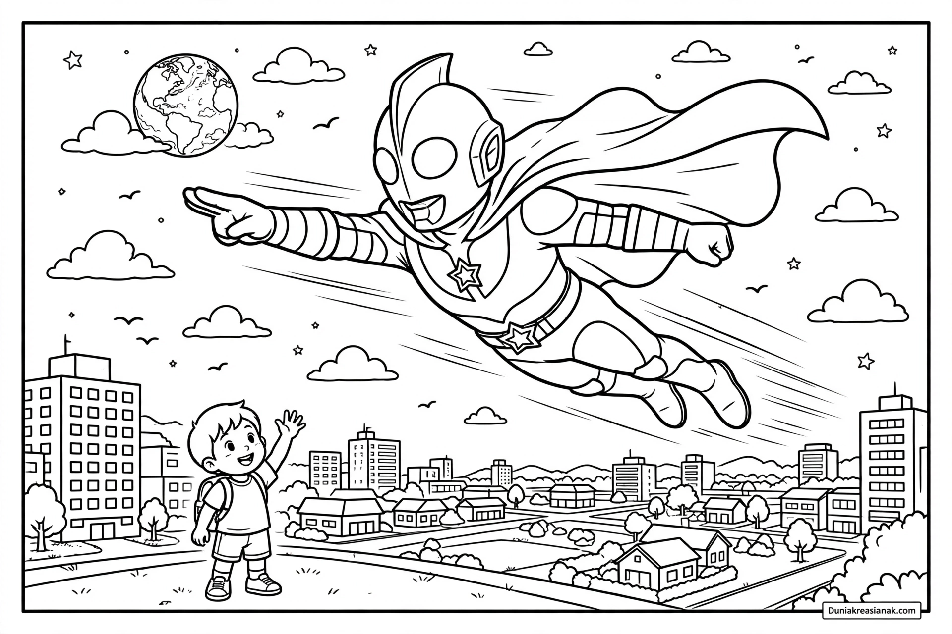 Coloring Page Bantu Ultraman Menjadi Pelindung Bumi! 2 Coloring Page Bantu Ultraman Terbang Menjadi Pelindung Bumi