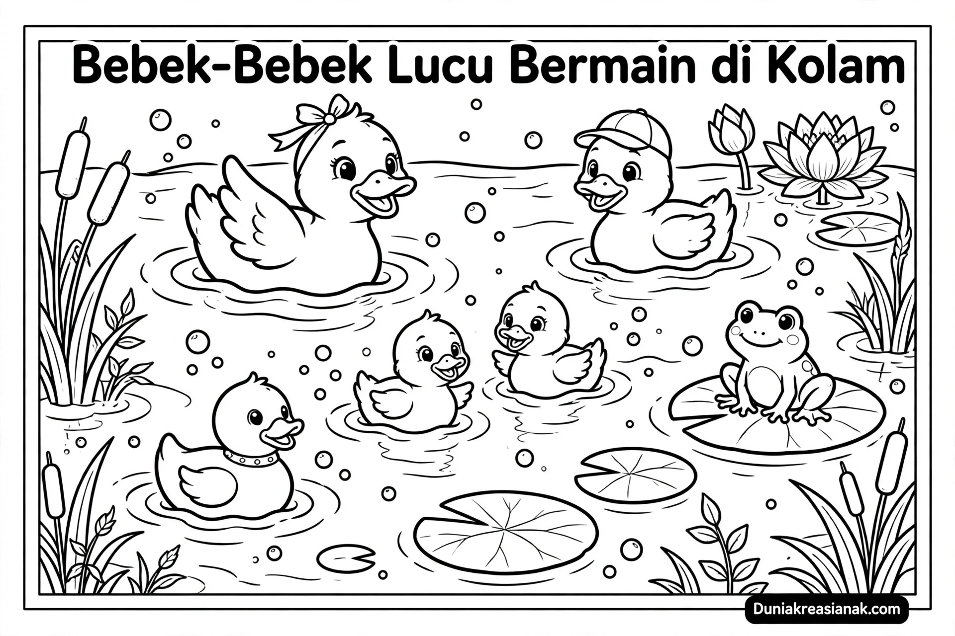 Coloring Page Bebek-Bebek Lucu Bermain di Kolam 3 Coloring Page Bebek Bebek Lucu Bermain di Kolam