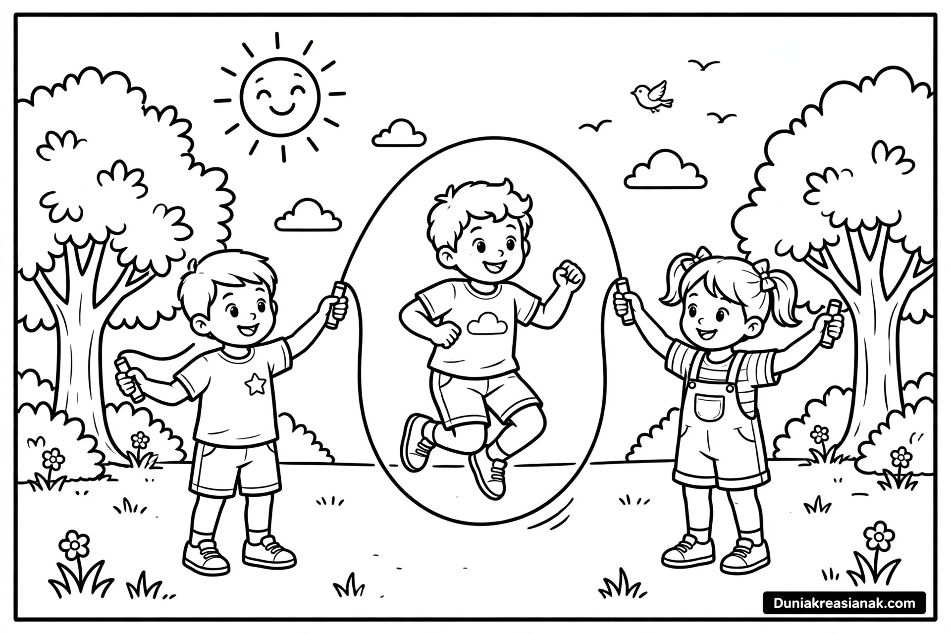 Coloring Page Bermain Lompat Tali