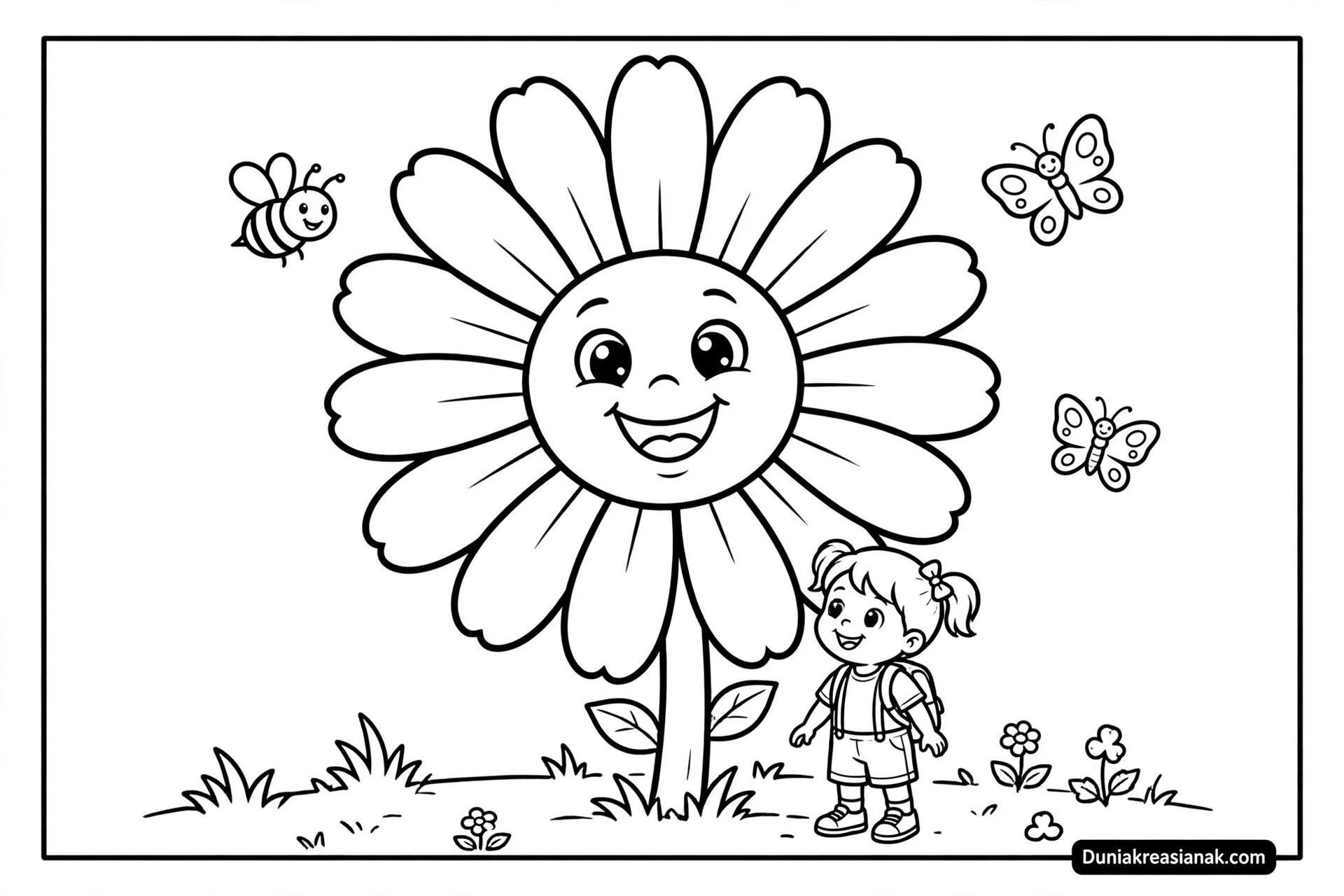 Coloring Page Bunga Daisy
