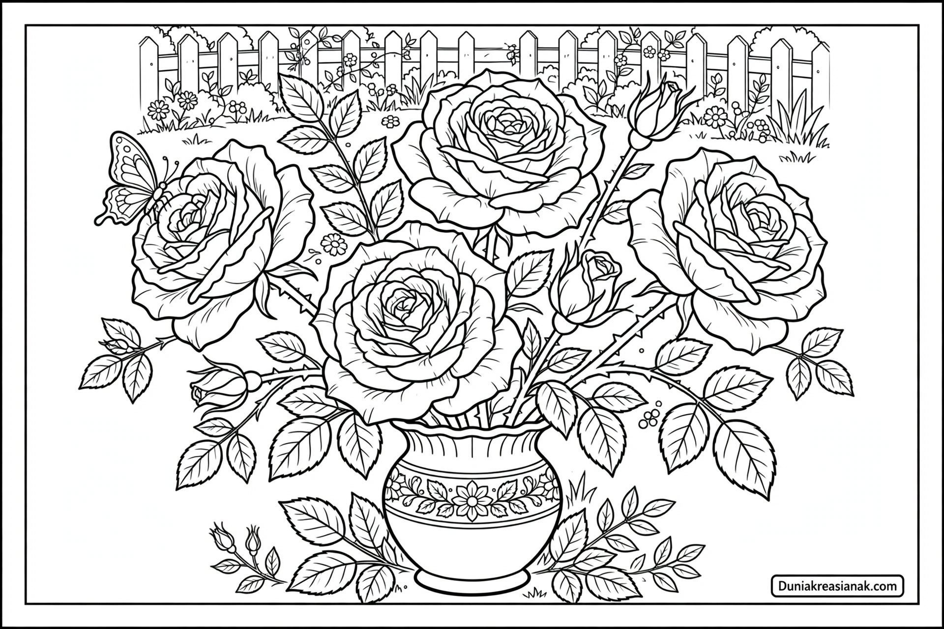 Coloring Page Bunga Mawar Cantik yang Sedang Mekar 3 Coloring Page Bunga Mawar Cantik yang Sedang Mekar