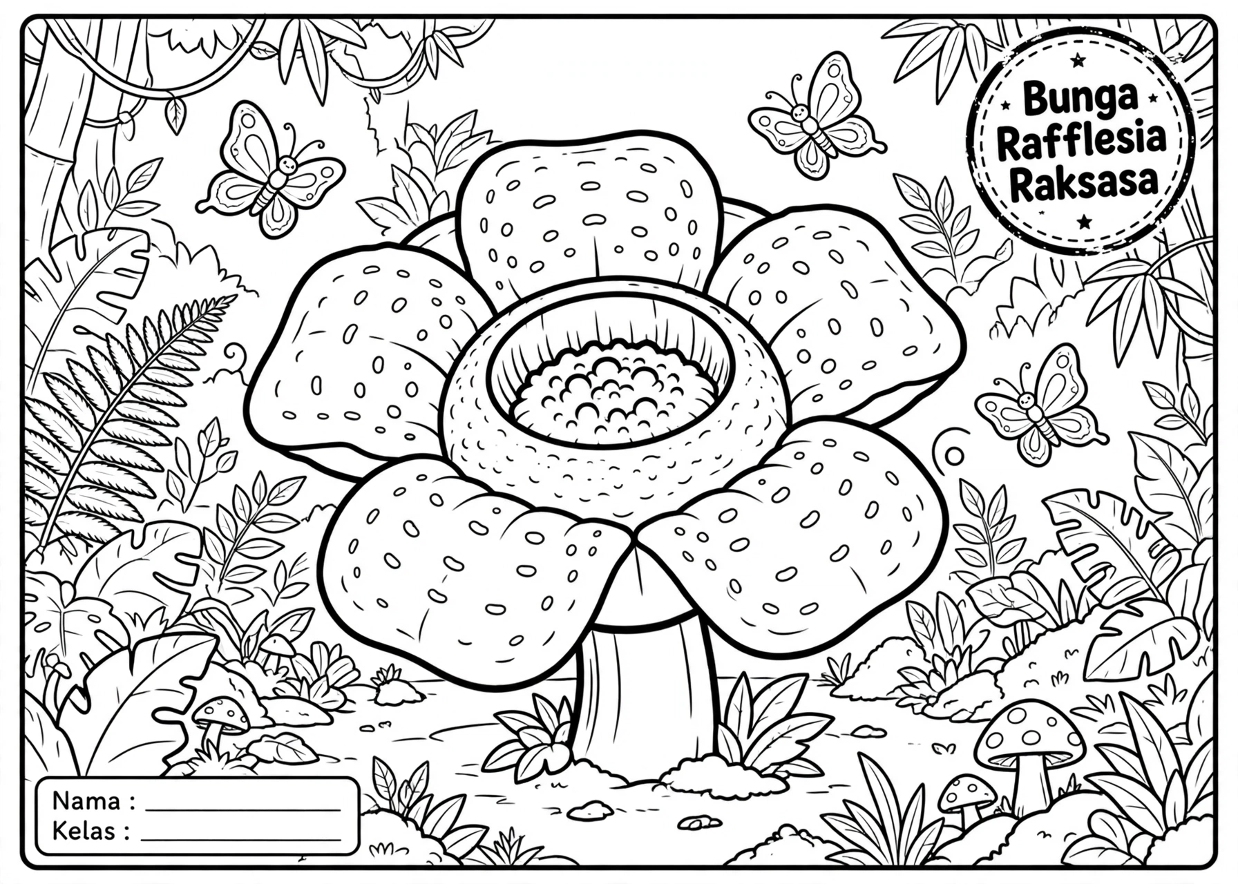 Coloring Page Bunga Rafflesia Raksasa 6Y