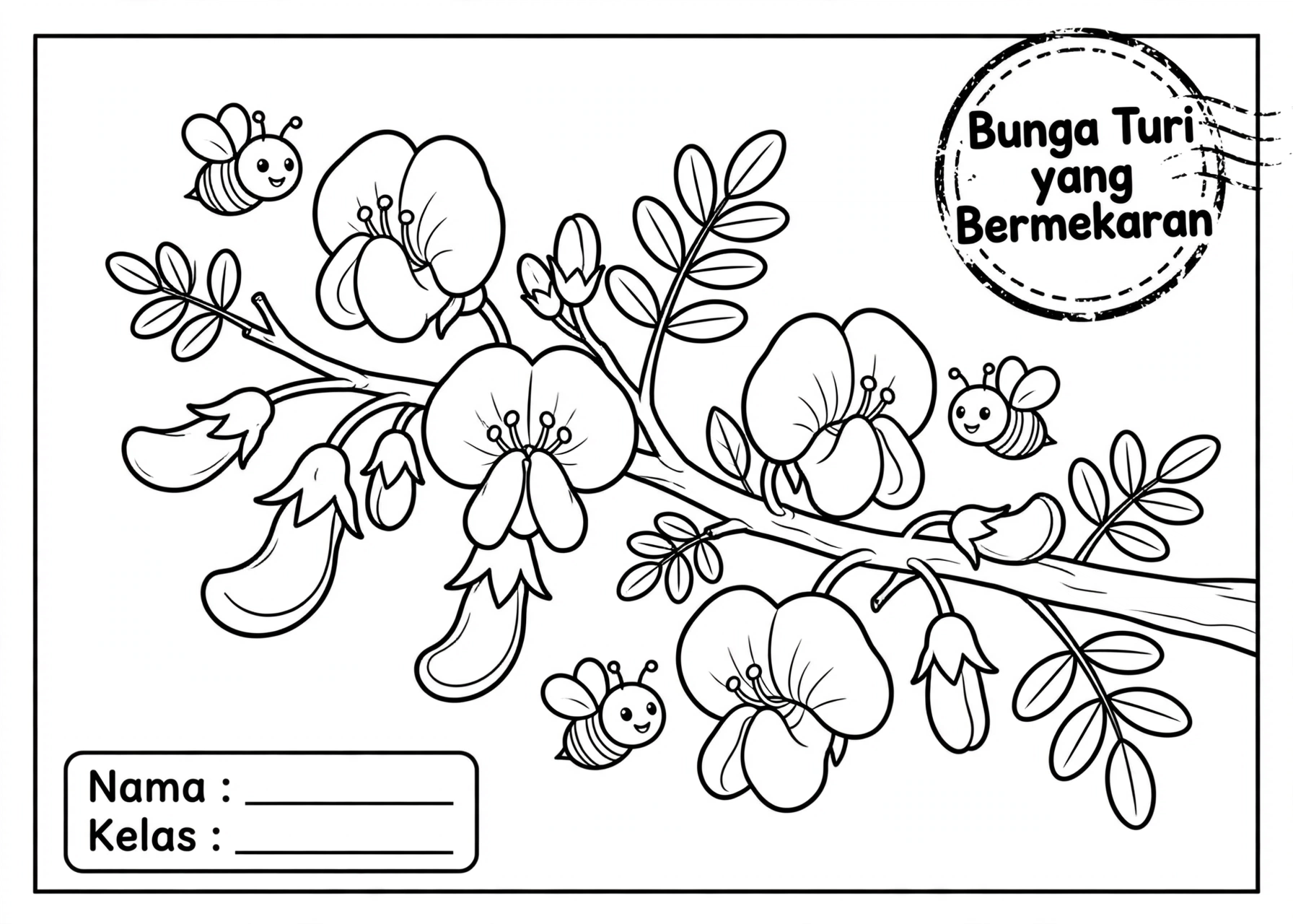 Coloring Page Bunga Turi yang Bermekaran 5Y