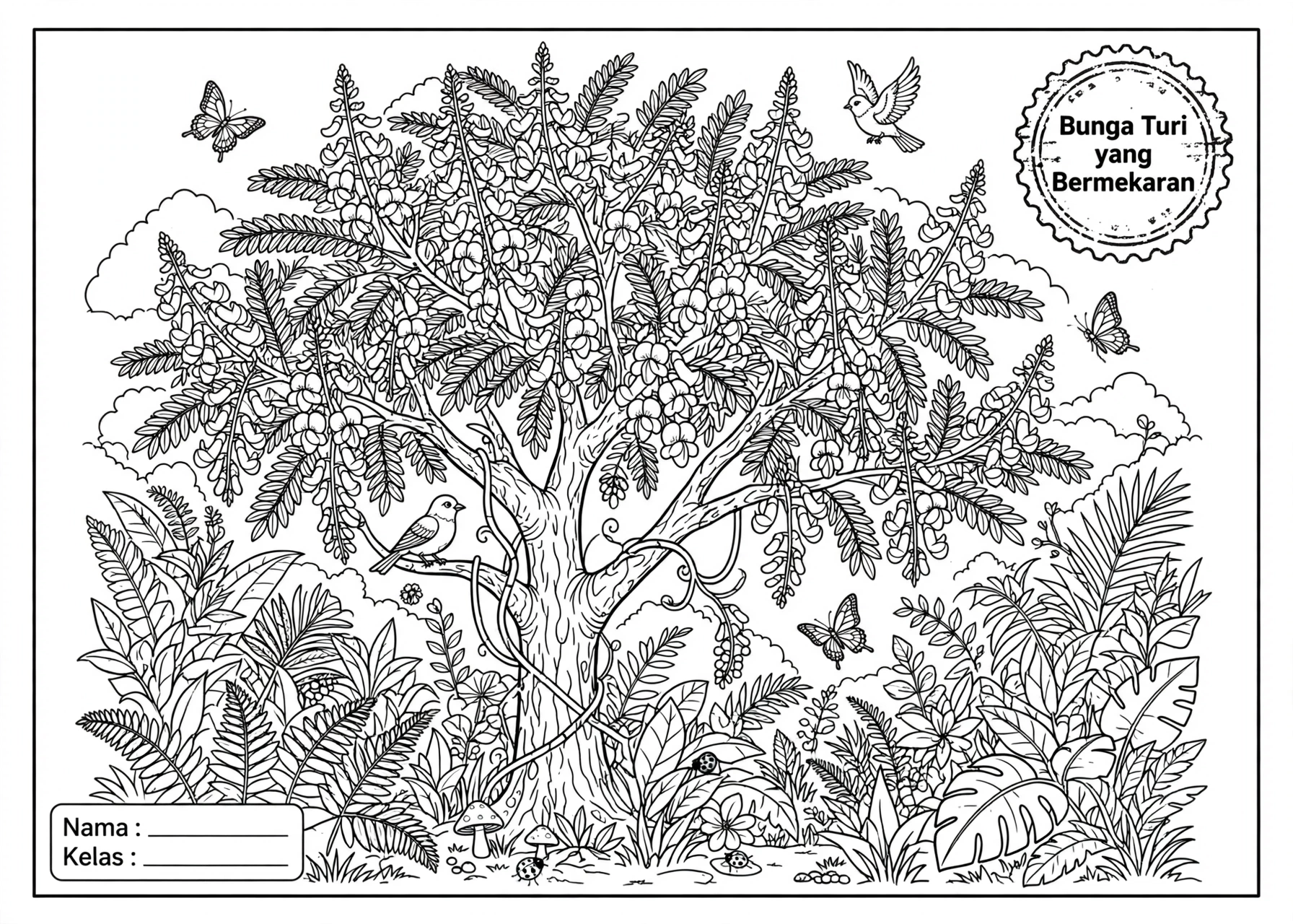 Coloring Page Bunga Turi yang Bermekaran 7Y