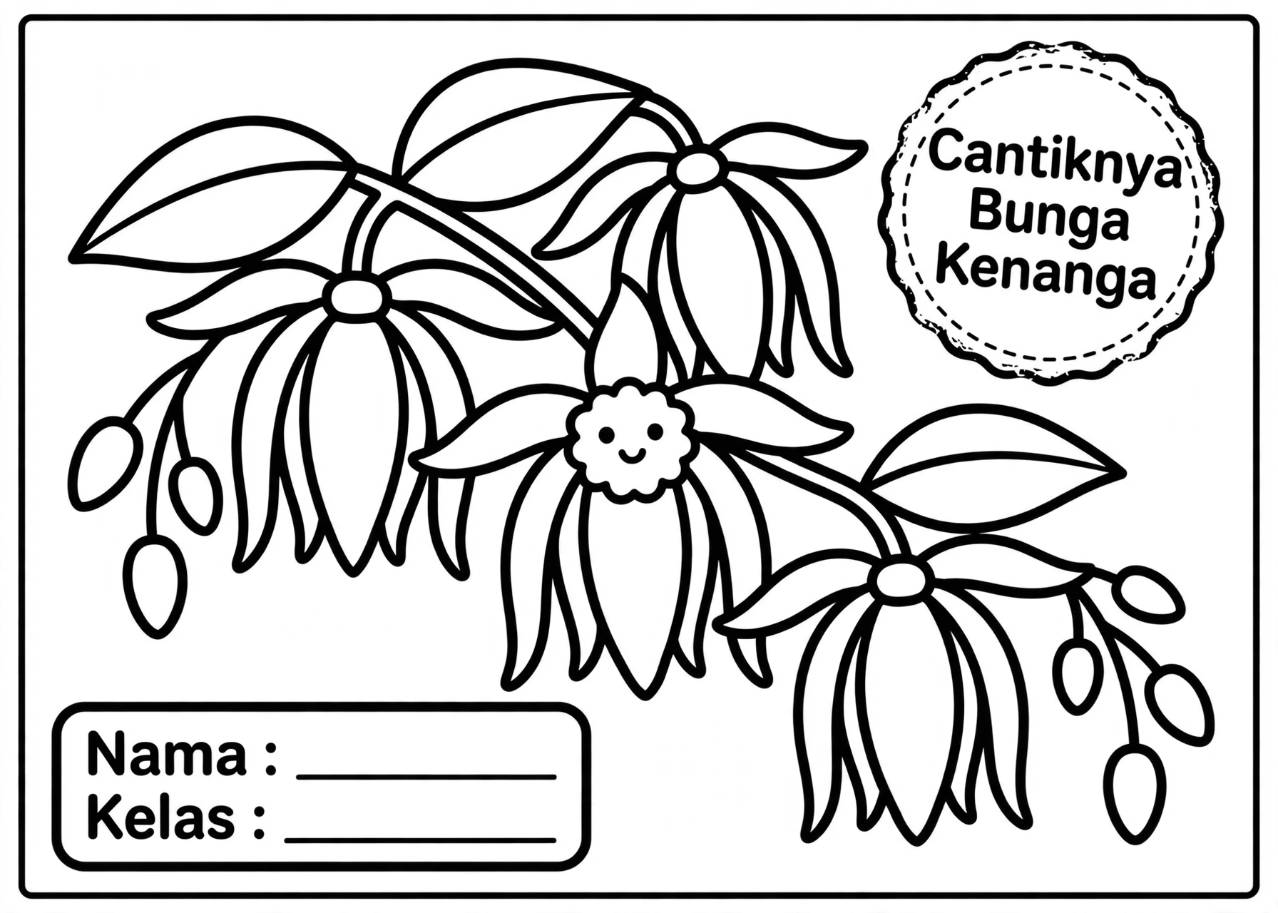 Coloring Page Cantiknya Bunga Kenanga 5Y