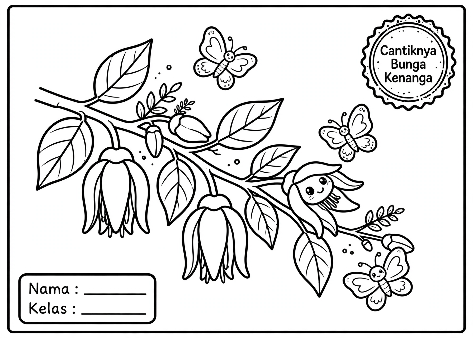 Coloring Page Cantiknya Bunga Kenanga 6Y