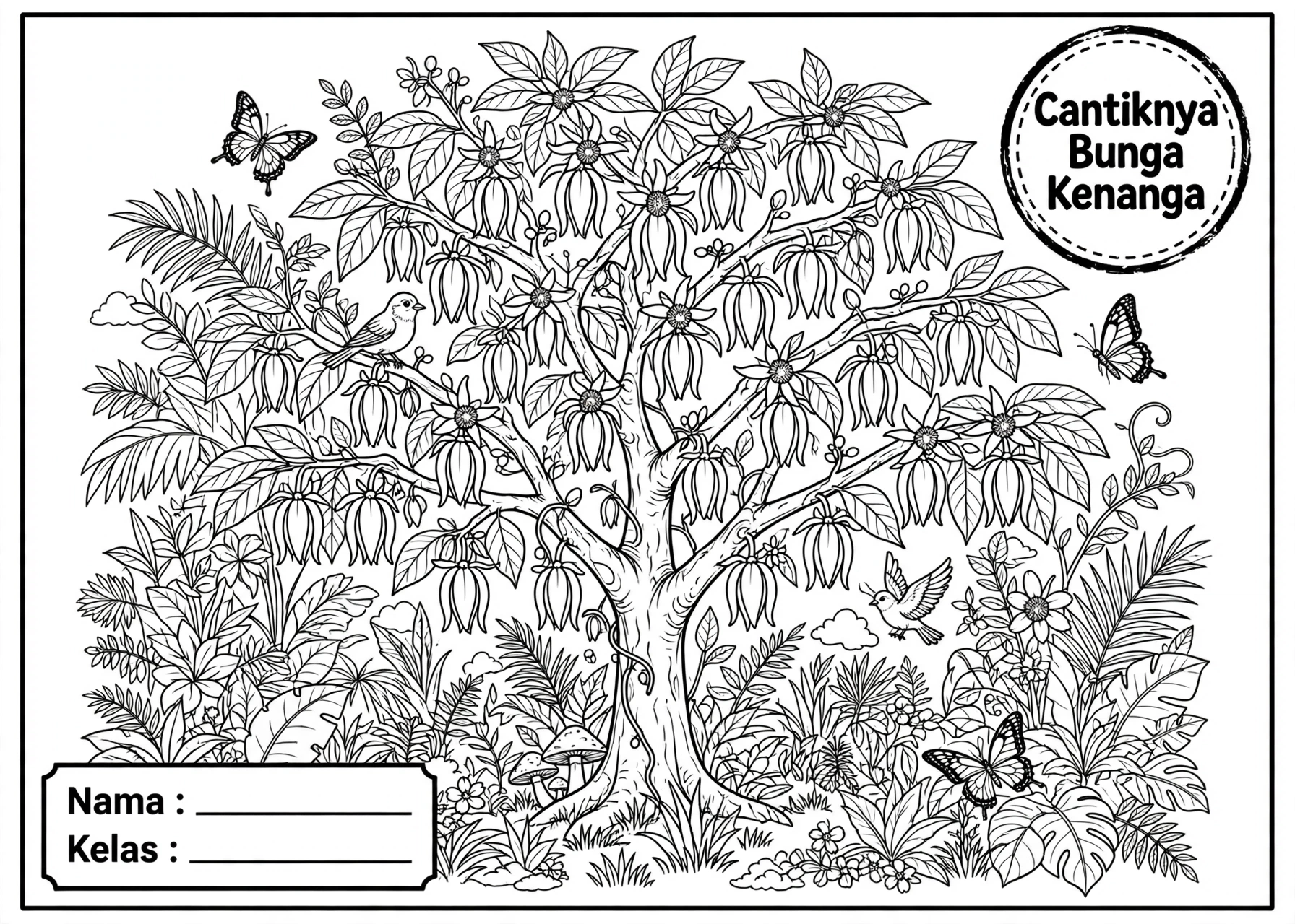 Coloring Page Cantiknya Bunga Kenanga 7Y
