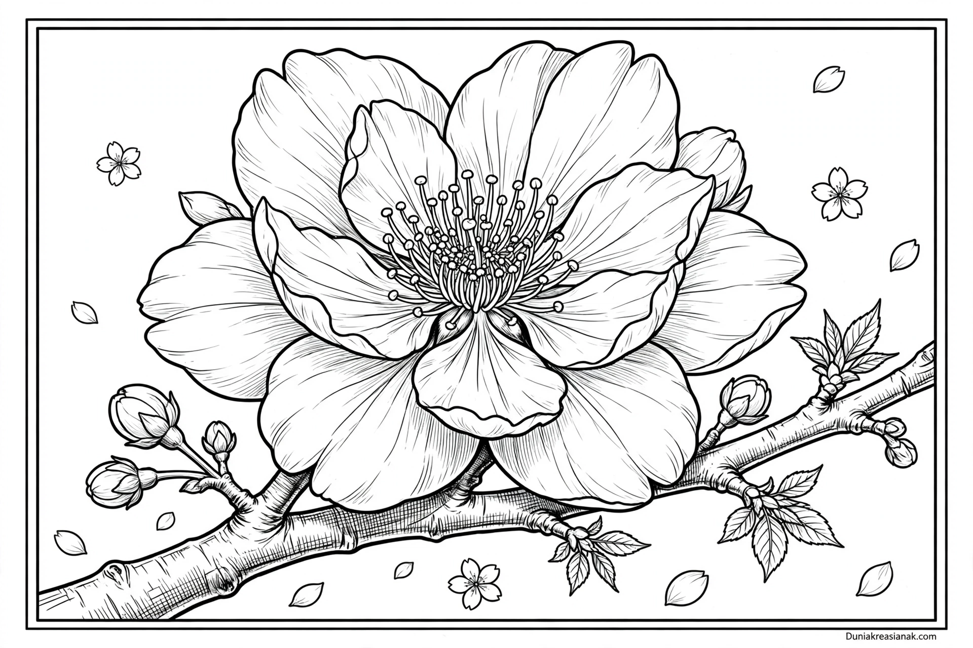 Coloring Page Cantiknya Bunga Sakura yang Bermekaran 3 Coloring Page Cantiknya Bunga Sakura