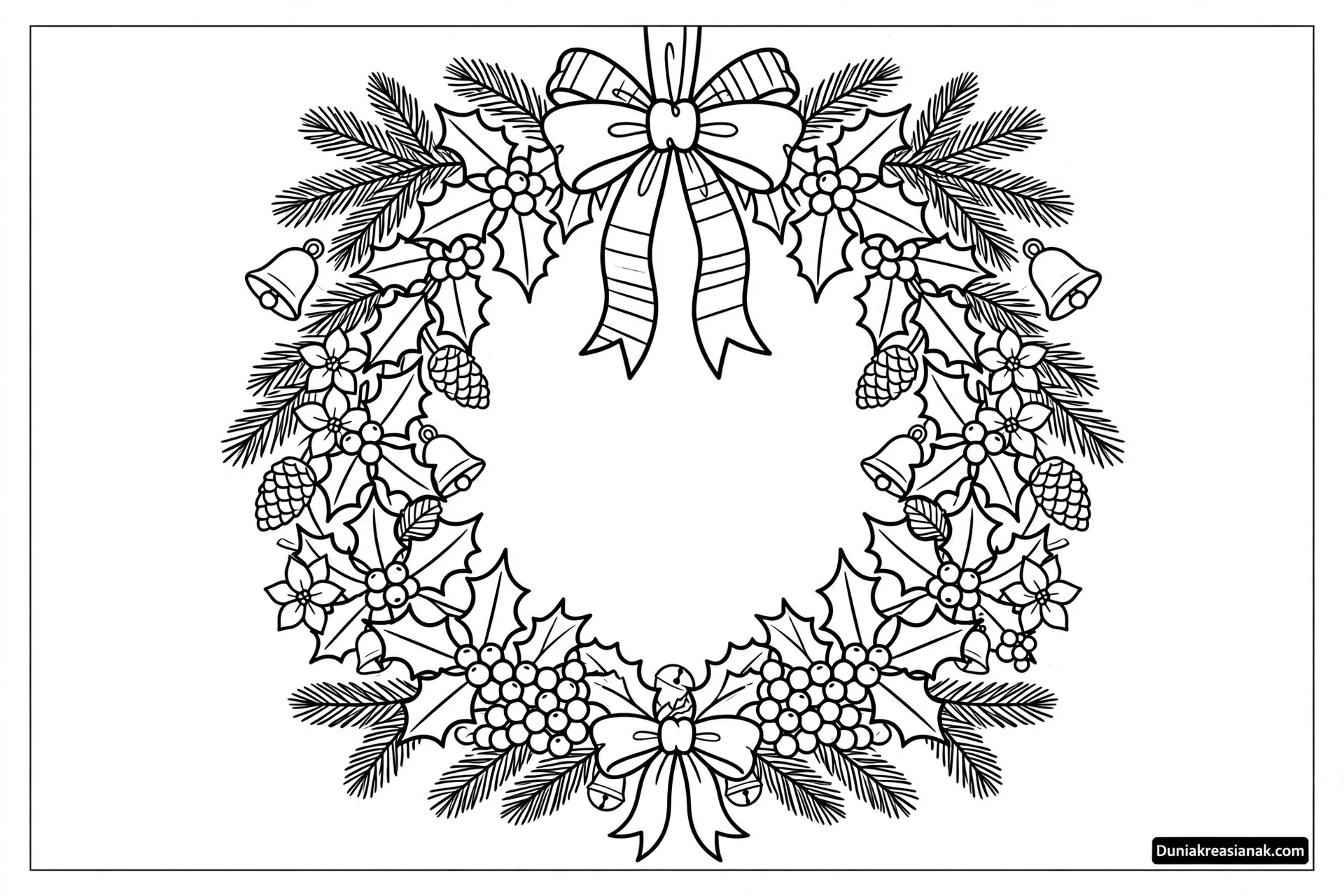 Coloring Page Cantiknya Rangkaian Bunga Natal