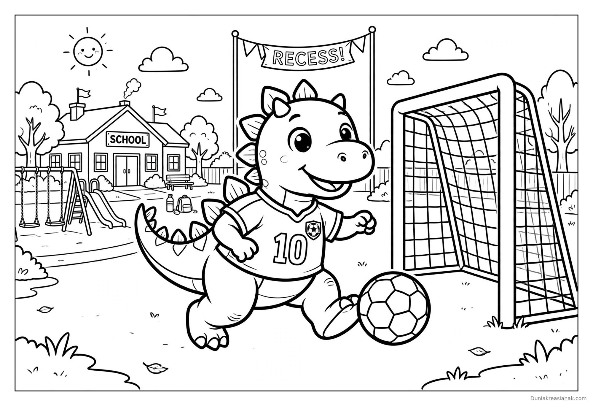 Coloring Page Dinosaurus Yang Lucu | Printable Free Download PDF 8 Coloring Page Dino Main Bola
