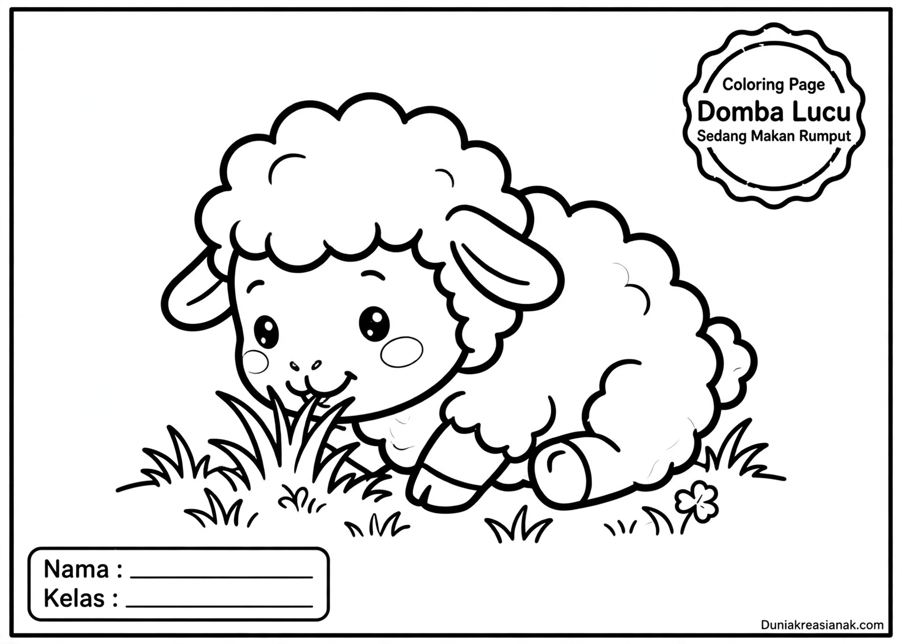 Coloring Page Domba Lucu Sedang Makan Rumput 3 Coloring Page Domba Lucu Sedang Makan Rumput PG