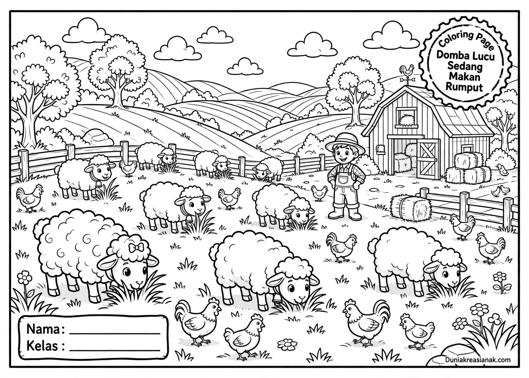 Coloring Page Domba Lucu Sedang Makan Rumput 4 Coloring Page Domba Lucu Sedang Makan Rumput SD