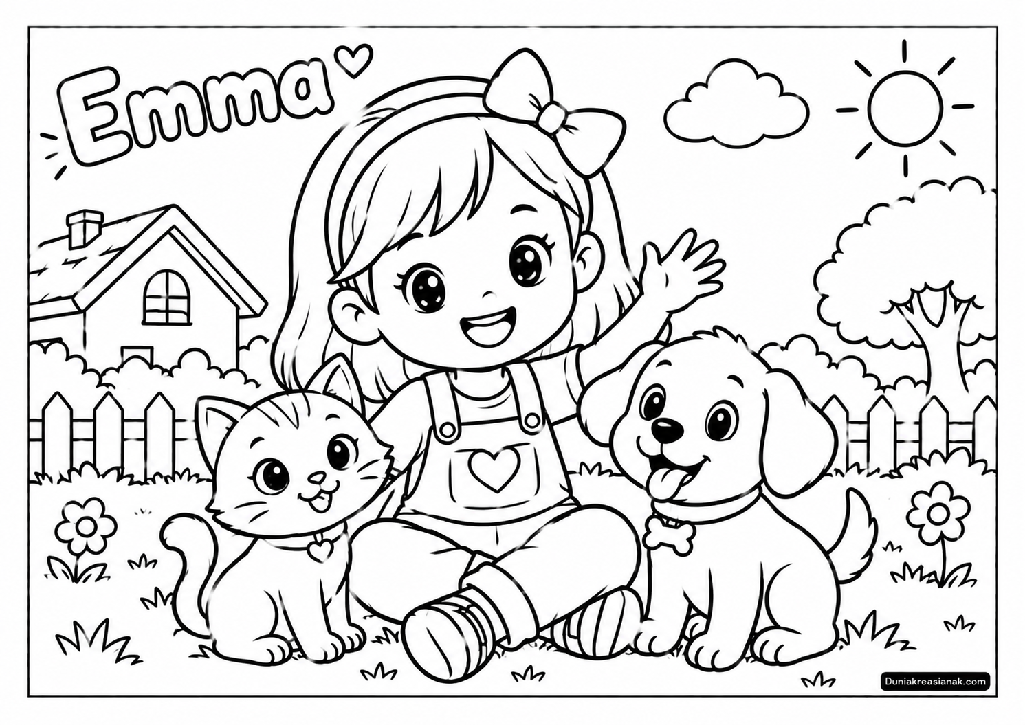 Coloring Page Emma dan Sahabatnya 2 Coloring Page Emma dan Anjingnya