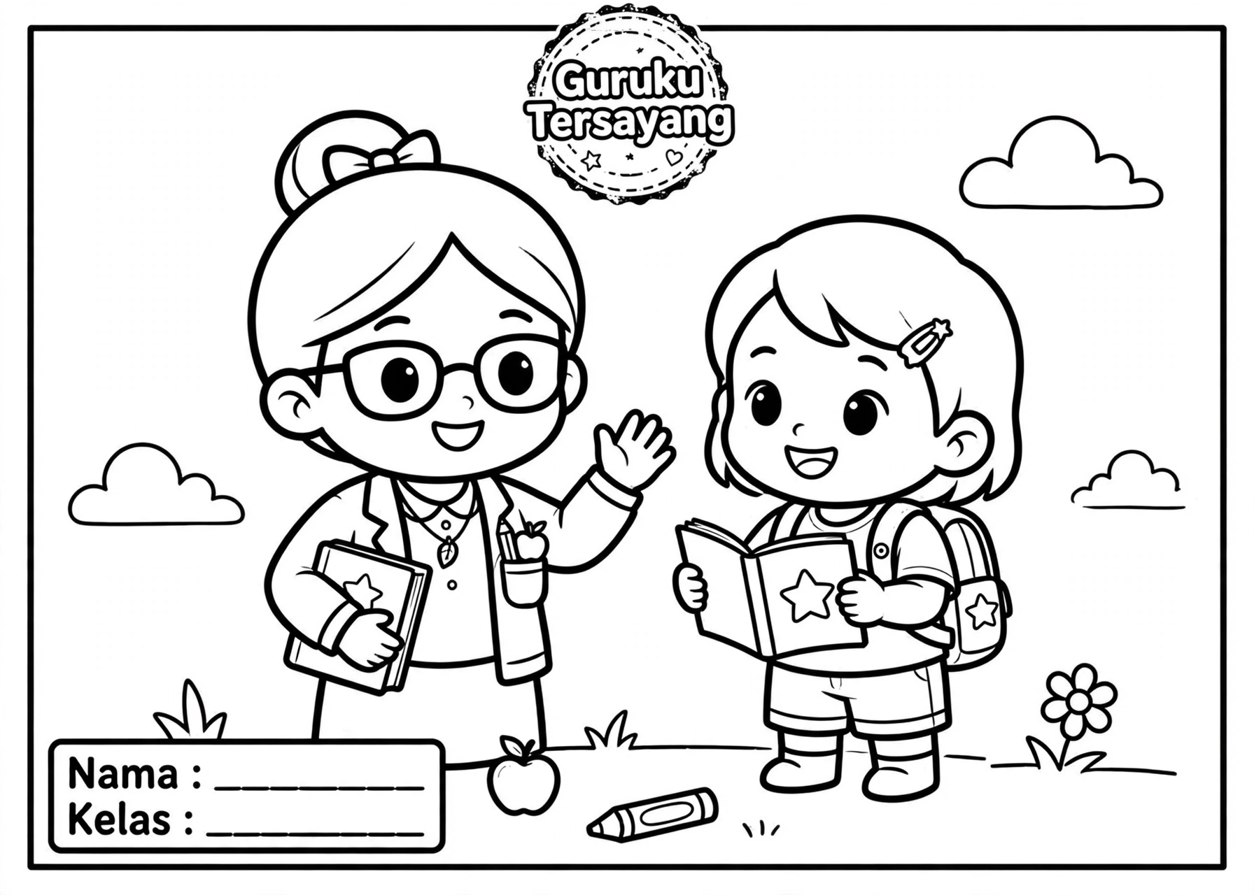 Coloring Page Guruku Tersayang 2 Coloring Page Guruku Tersayang PG
