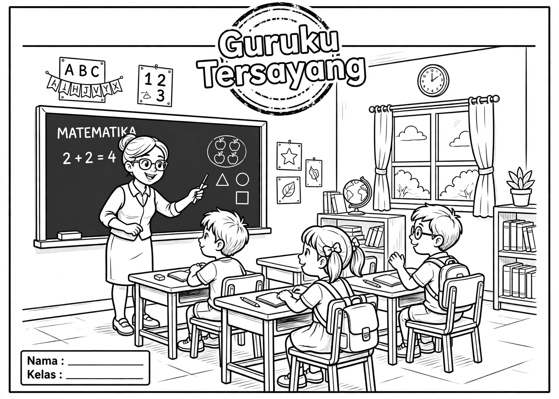 Coloring Page Guruku Tersayang 3 Coloring Page Guruku Tersayang TK
