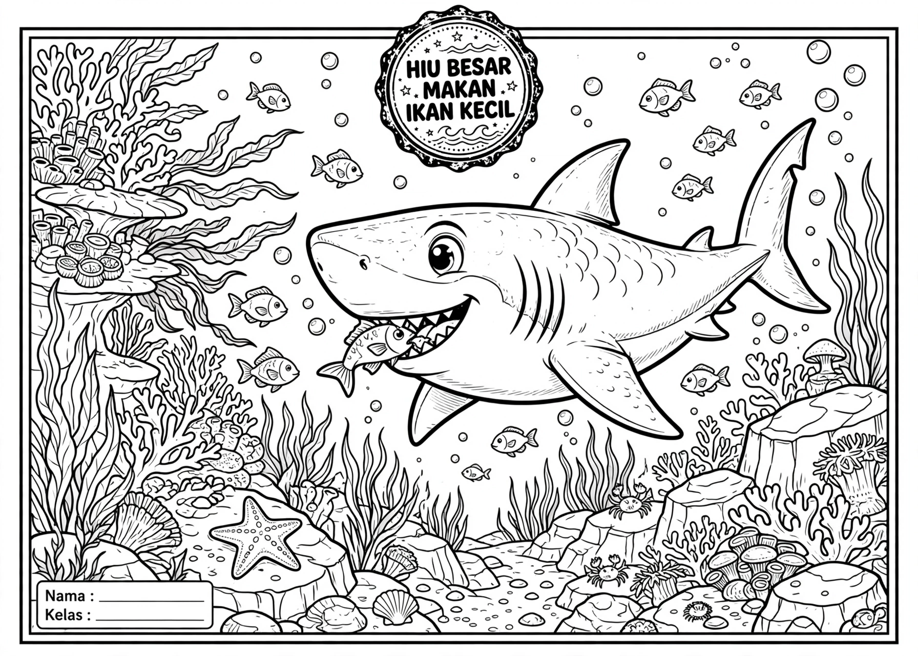 Coloring Page Hiu Besar Makan Ikan Kecil 4 Coloring Page Hiu Besar Makan Ikan Kecil