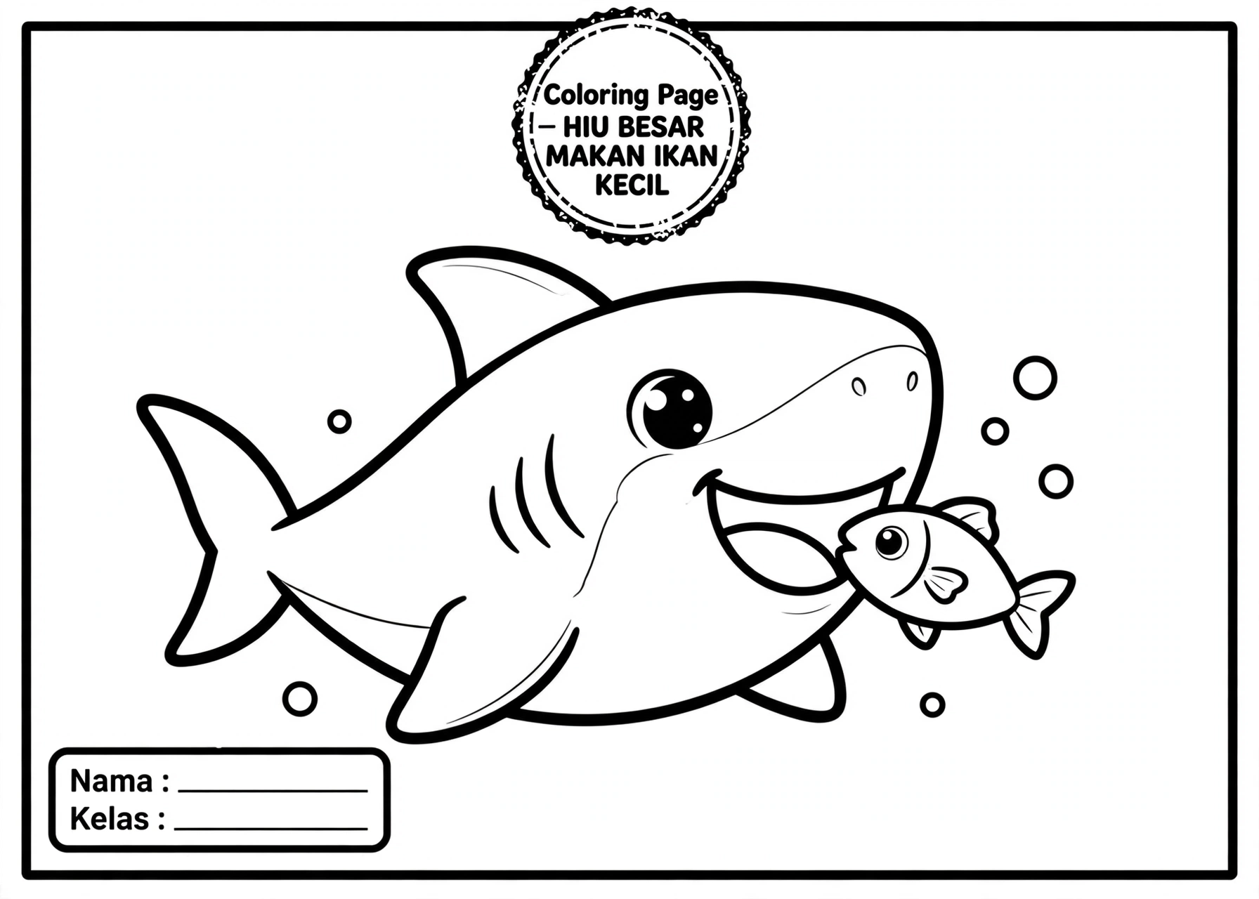 Coloring Page Hiu Besar Makan Ikan Kecil 3 Coloring Page Hiu Besar