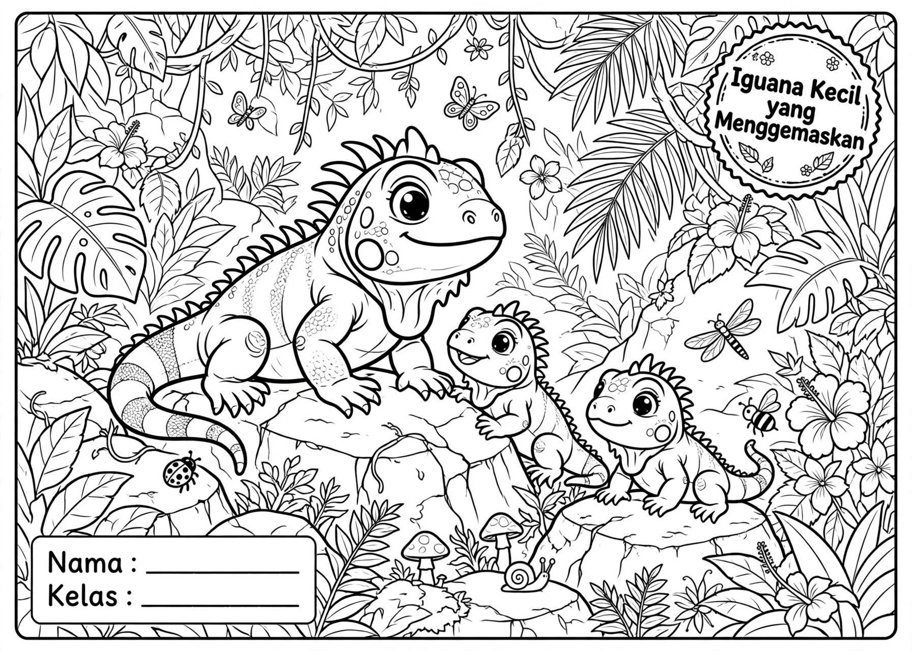 Coloring Page Iguana Kecil yang Menggemaskan 4 Coloring Page Iguana Kecil yang Menggemaskan 7Y