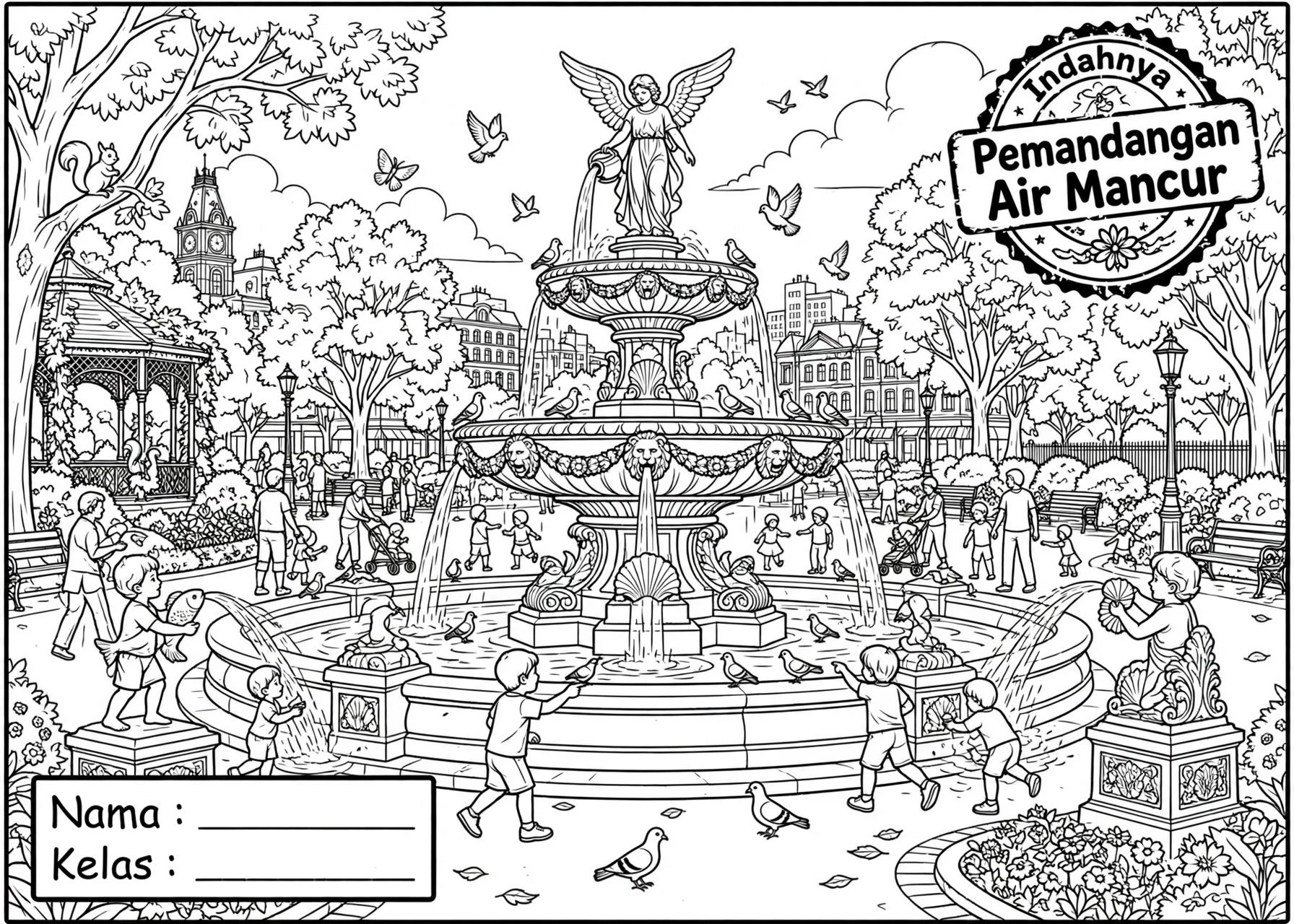 Coloring Page Indahnya Pemandangan Air Mancur 4 Coloring Page Indahnya Pemandangan Air Mancur 7Y