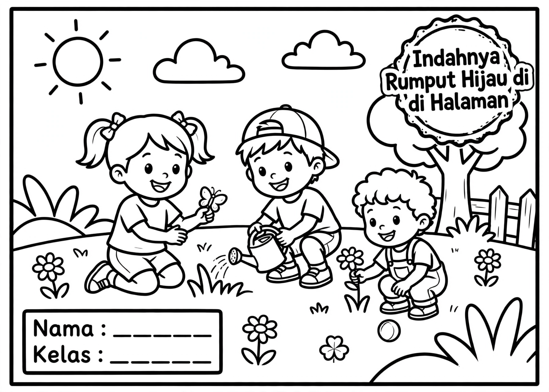Coloring Page Indahnya Rumput Hijau di Halaman 5Y