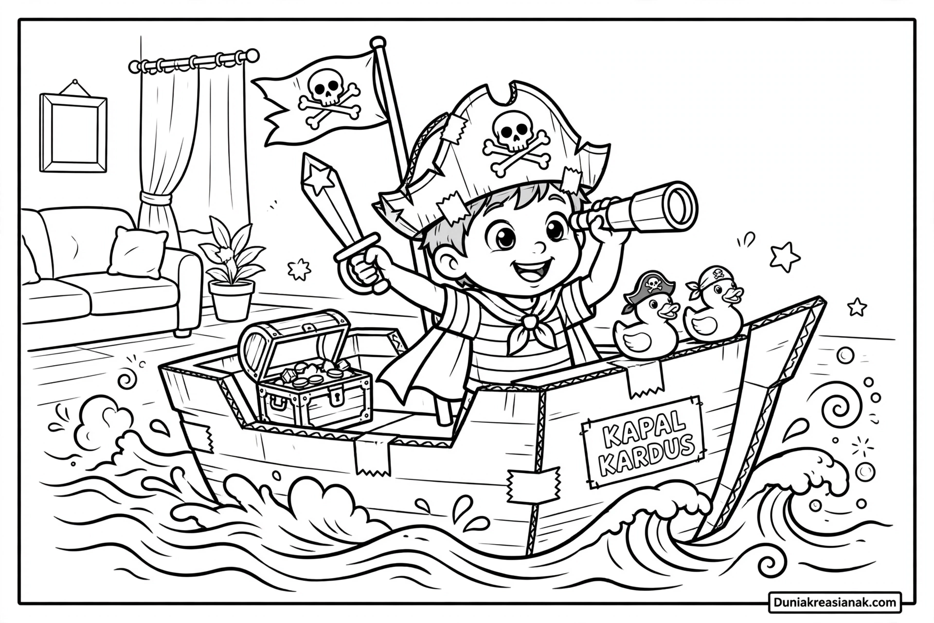 Coloring Page Kapten Siap Berlayar