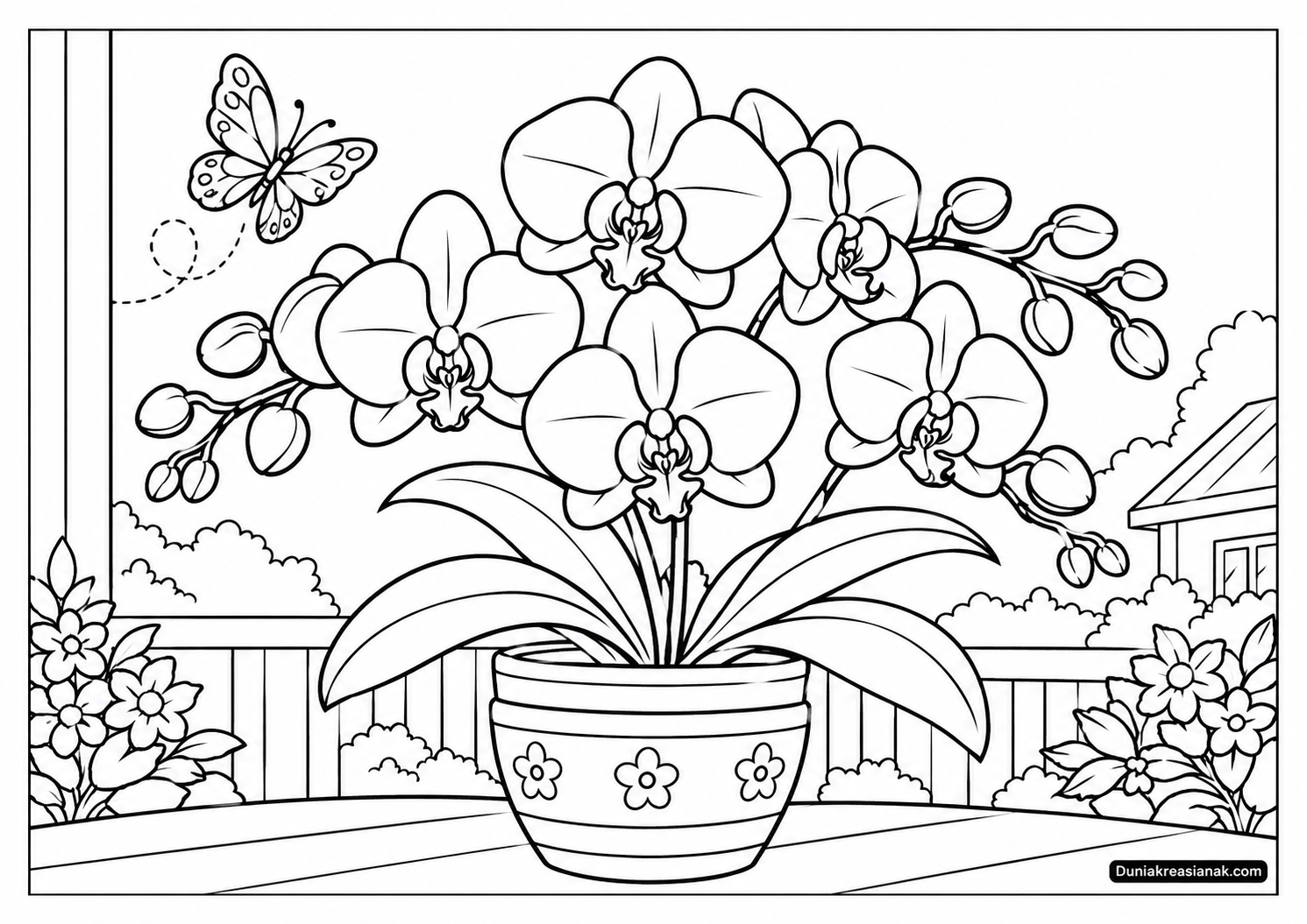 Coloring Page Keindahan Bunga Anggrek yang Menawan