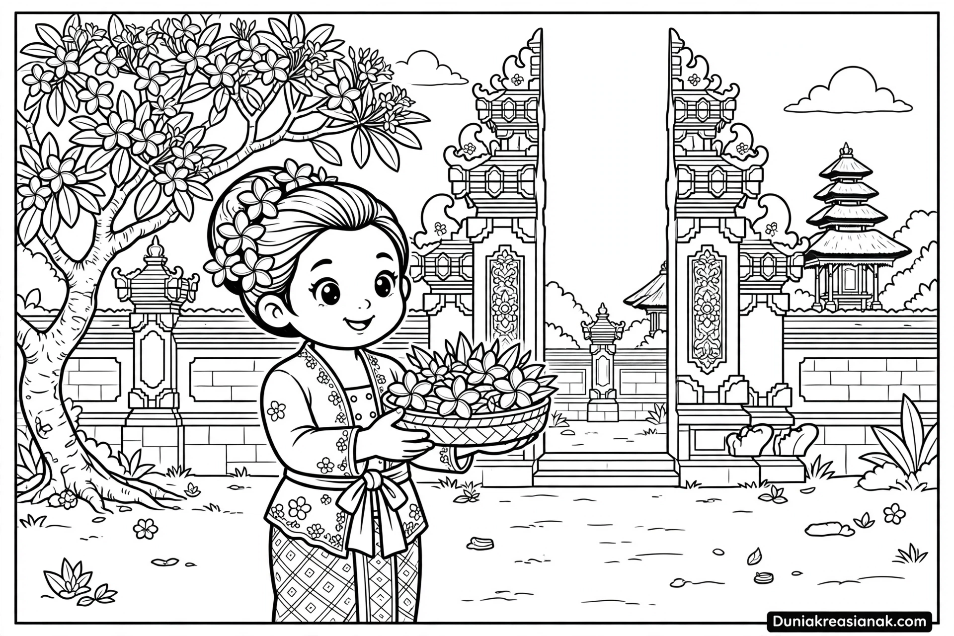 Coloring Page Keindahan Kembang Jepun 3 Coloring Page Keindahan Kembang Jepun dan Gadis Bali
