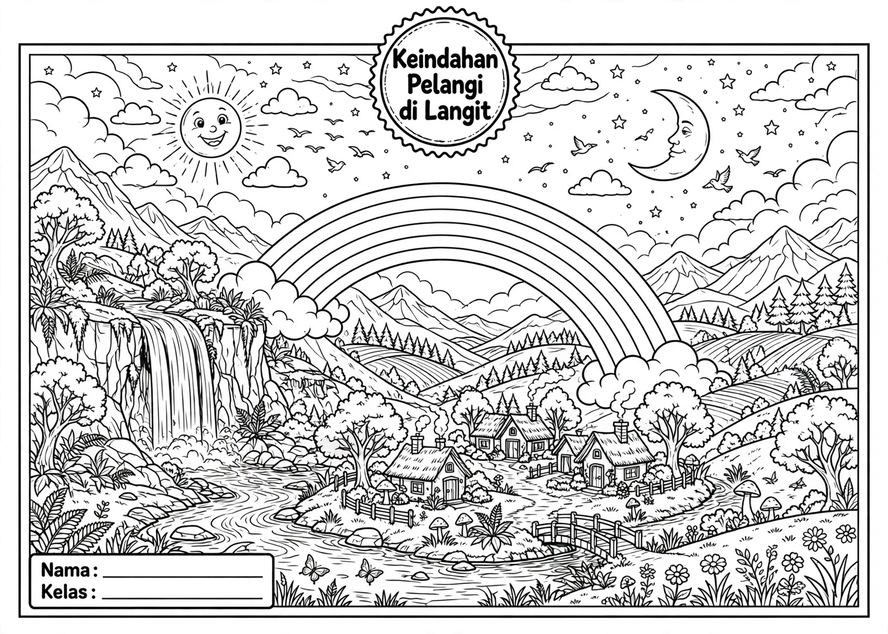 Coloring Page Keindahan Pelangi di Langit 4 Coloring Page Keindahan Pelangi di Langit SD