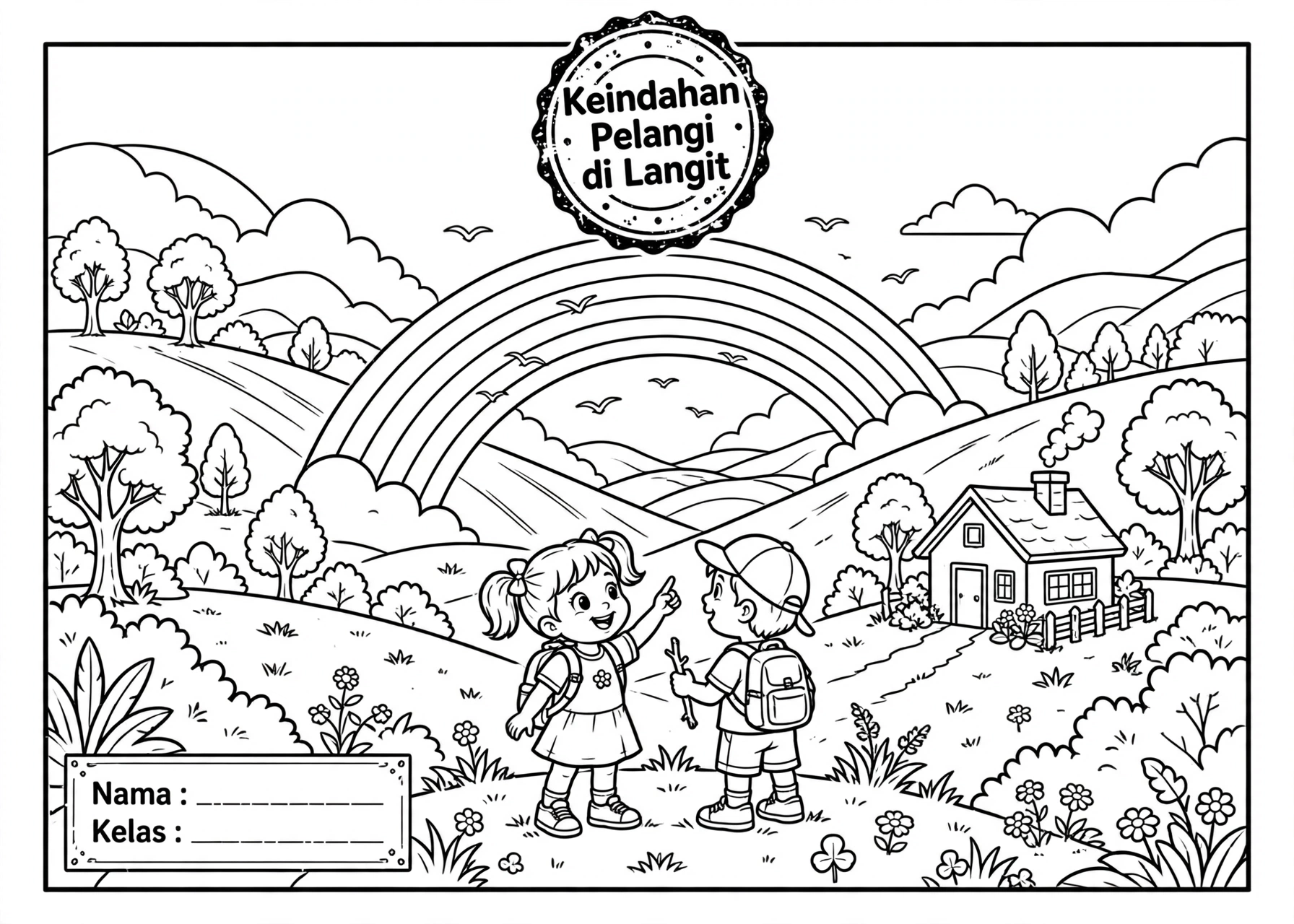 Coloring Page Keindahan Pelangi di Langit 2 Coloring Page Keindahan Pelangi di Langit TK