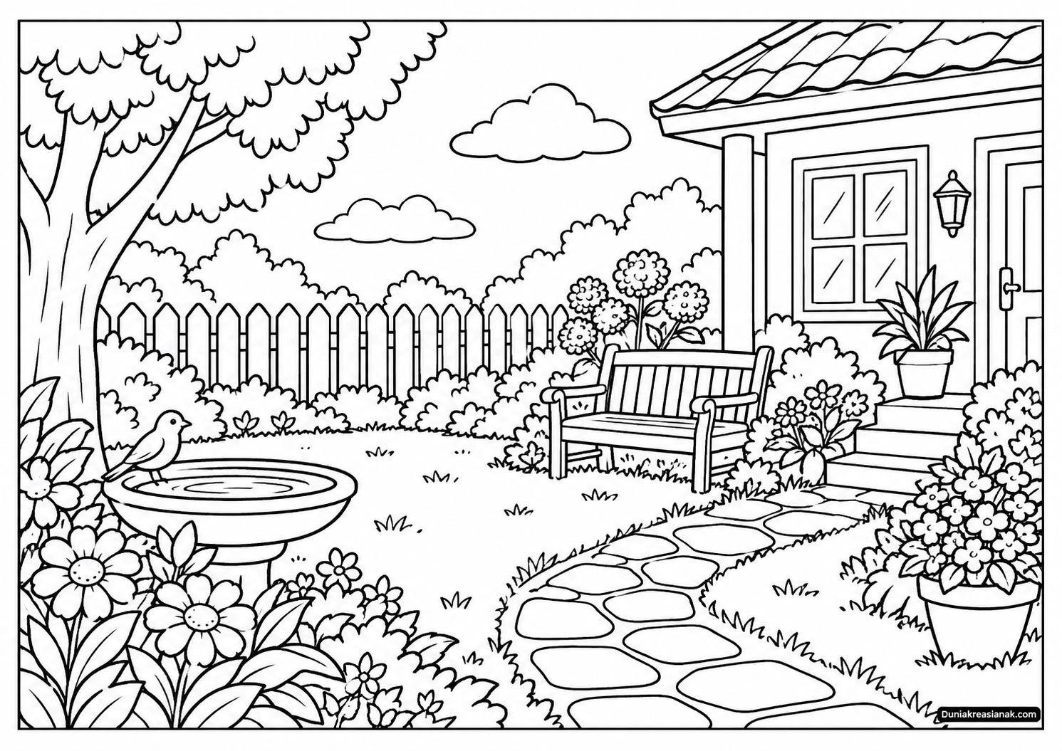 Coloring Page Keindahan Taman Rumah 4 Coloring Page Keindahan Taman Rumah 1