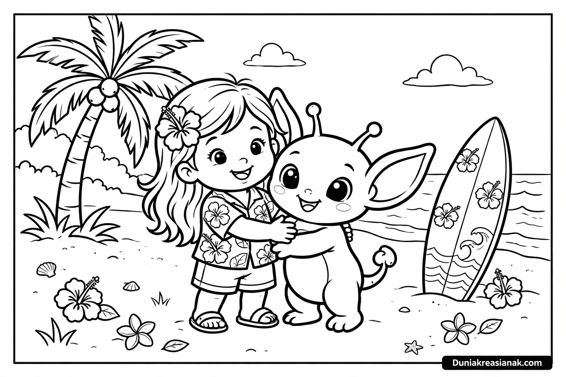 Coloring Page Keluarga Kecil Lilo