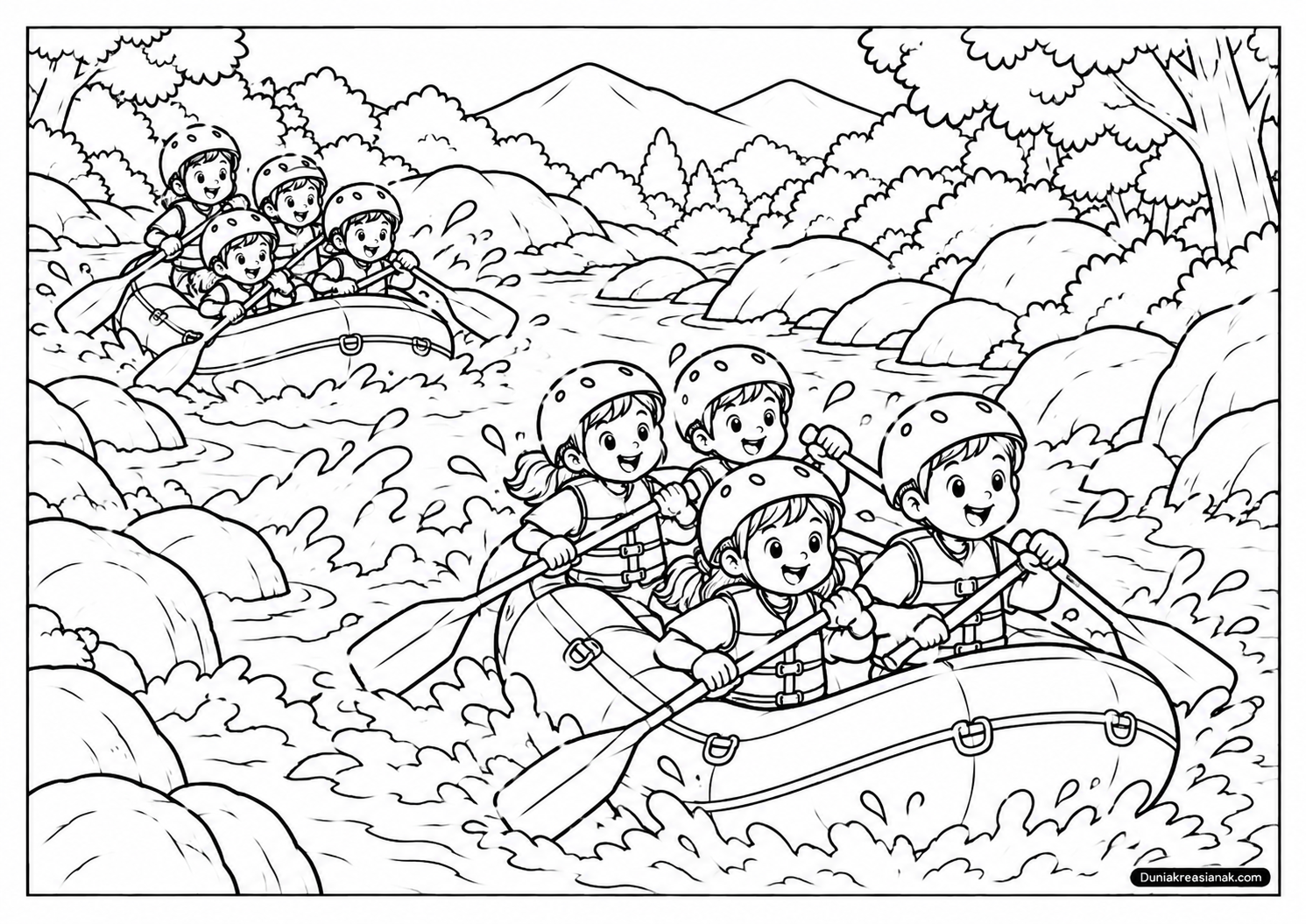 Coloring Page Keseruan Perahu Karet di Air Deras 3 Coloring Page Keseruan Perahu Karet di Air Deras Bersama Teman